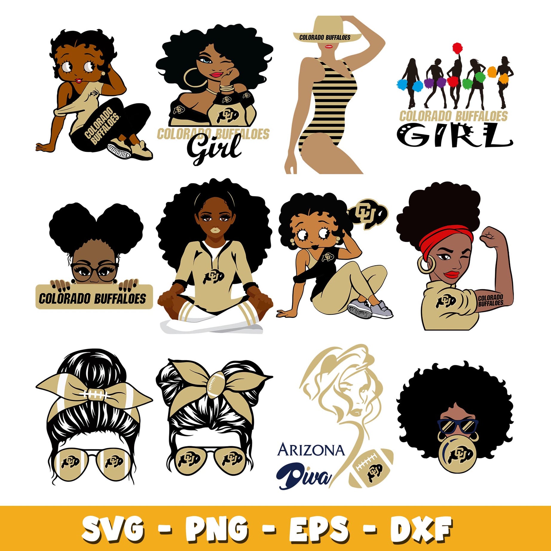 Girl Colorado Buffaloes Bundle svg, Colorado Buffaloes logo svg, ncaa svg 