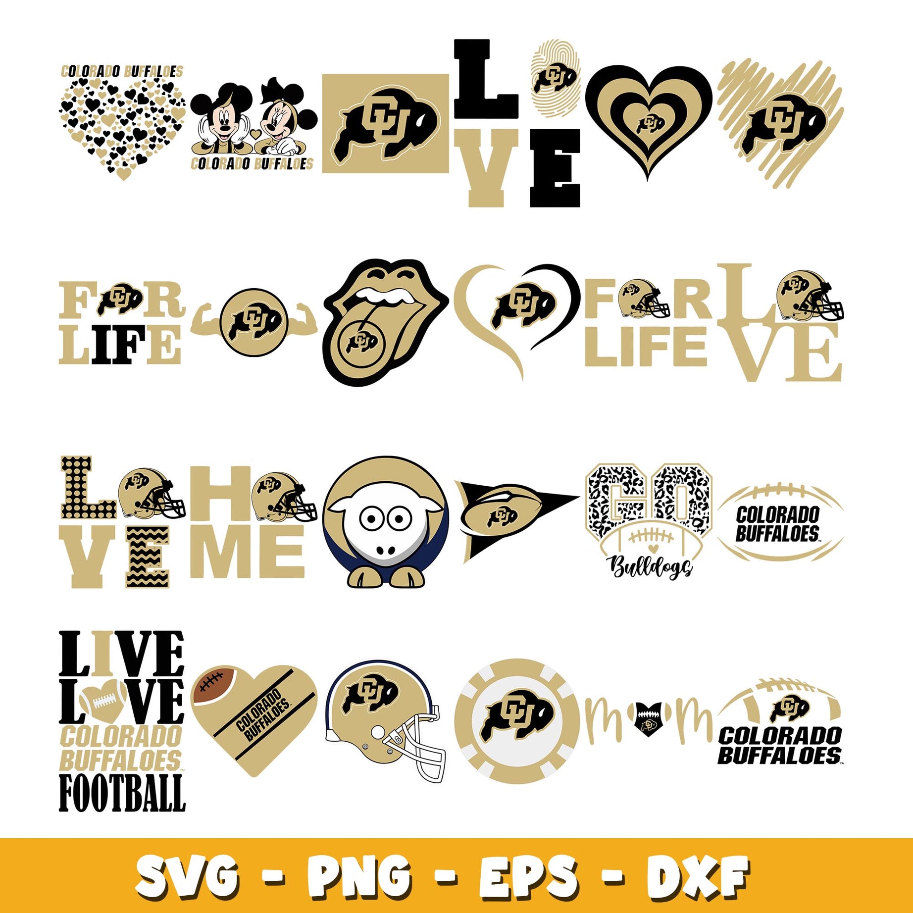 Colorado Buffaloes love Bundle svg, Colorado Buffaloes logo svg, ncaa svg  