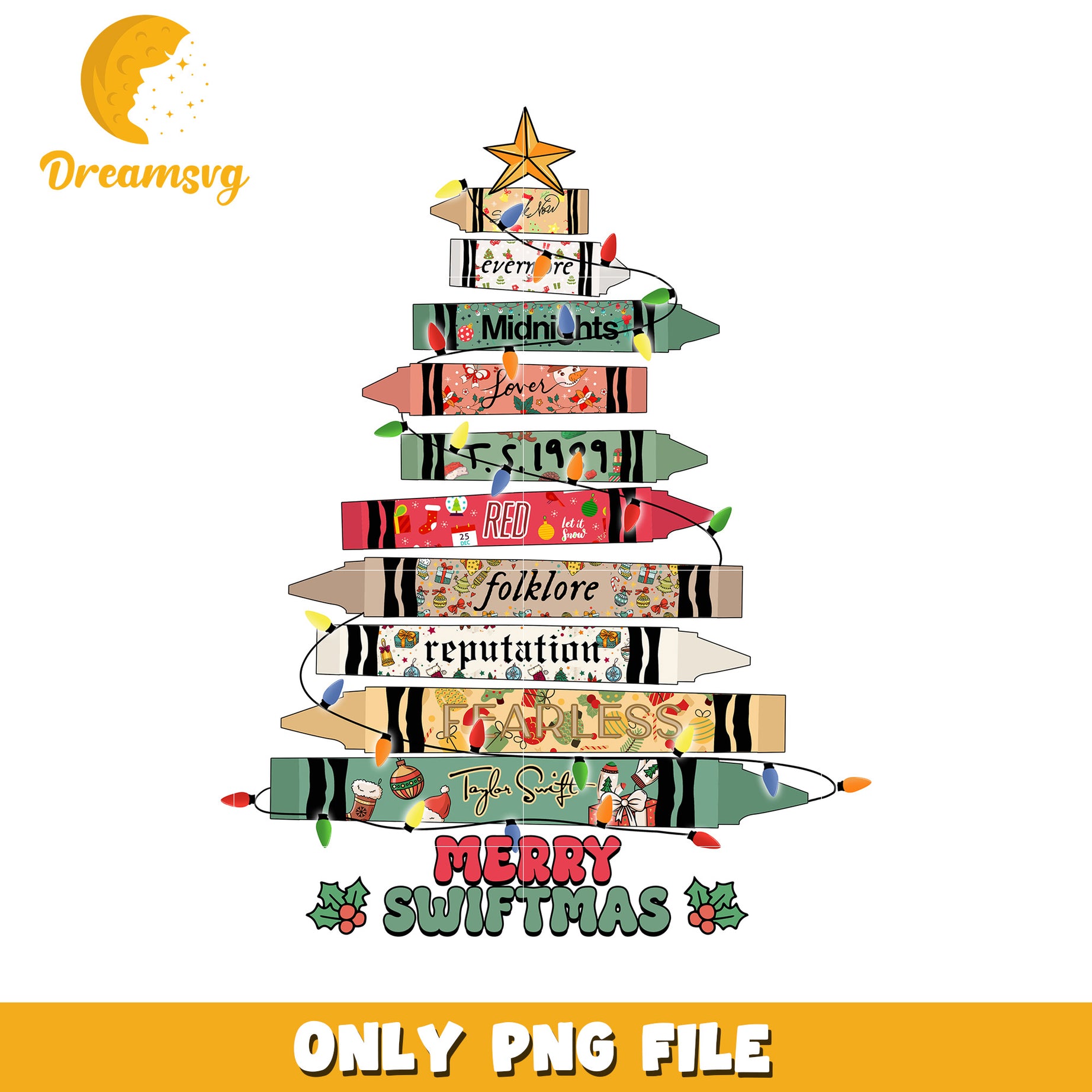 Colored pens christmas tree design png, Taylor swift albums png