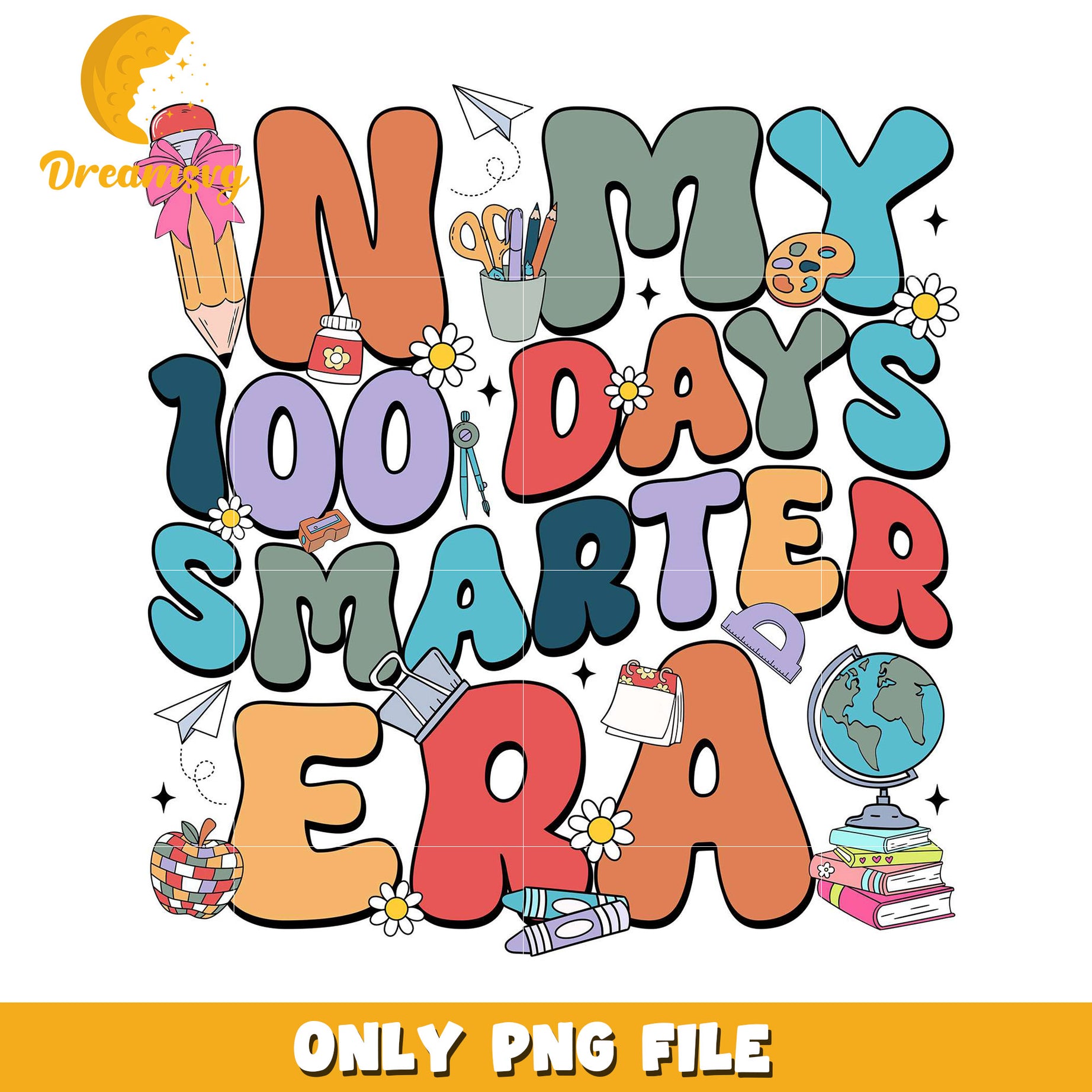 Colorful 100 Days Smarter Design PNG File Download