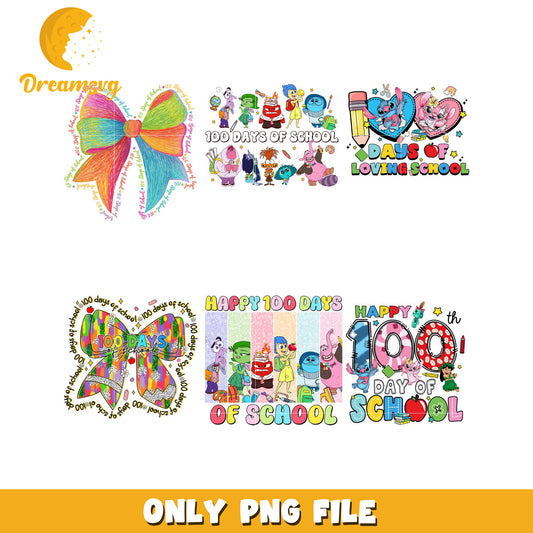 Colorful 100 Days of School PNG Bundle for Celebrations