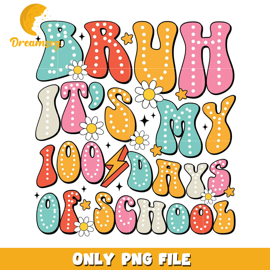Colorful 100 Days of School PNG Design for Kids