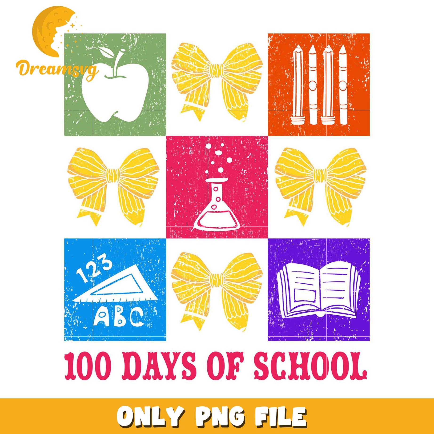 Colorful 100 Days of School PNG Graphic Design File