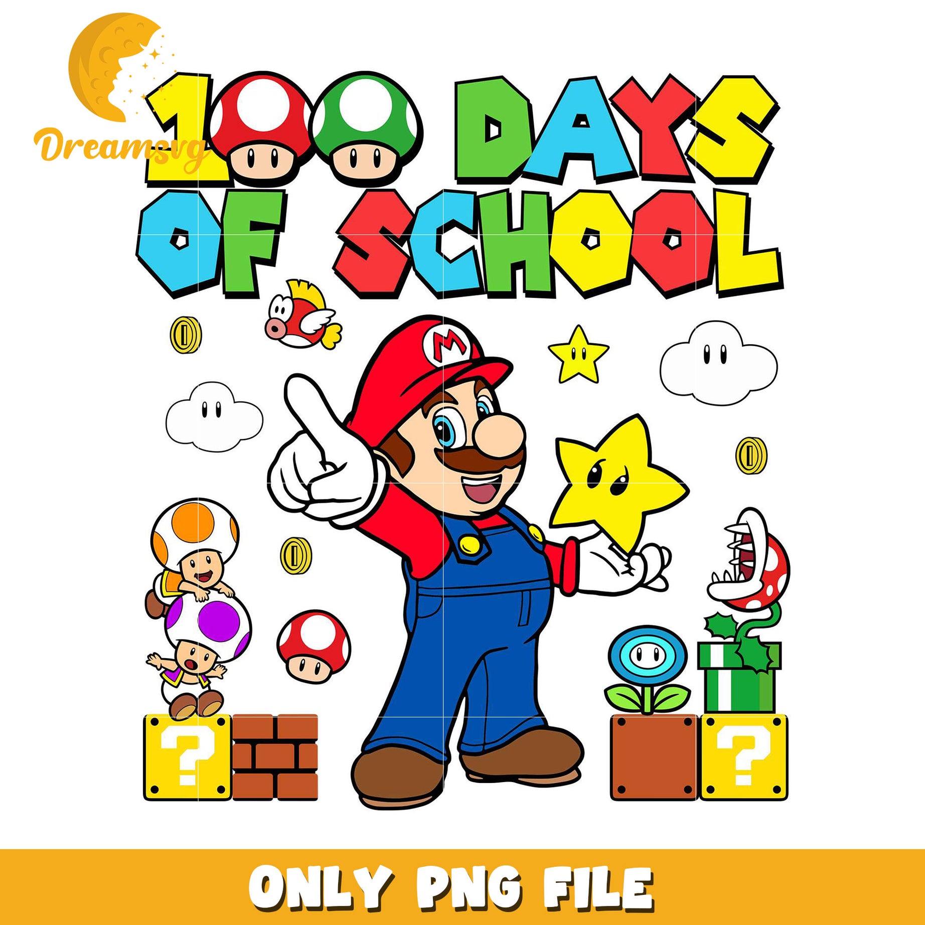 Colorful 100 Days of School PNG Graphic Download