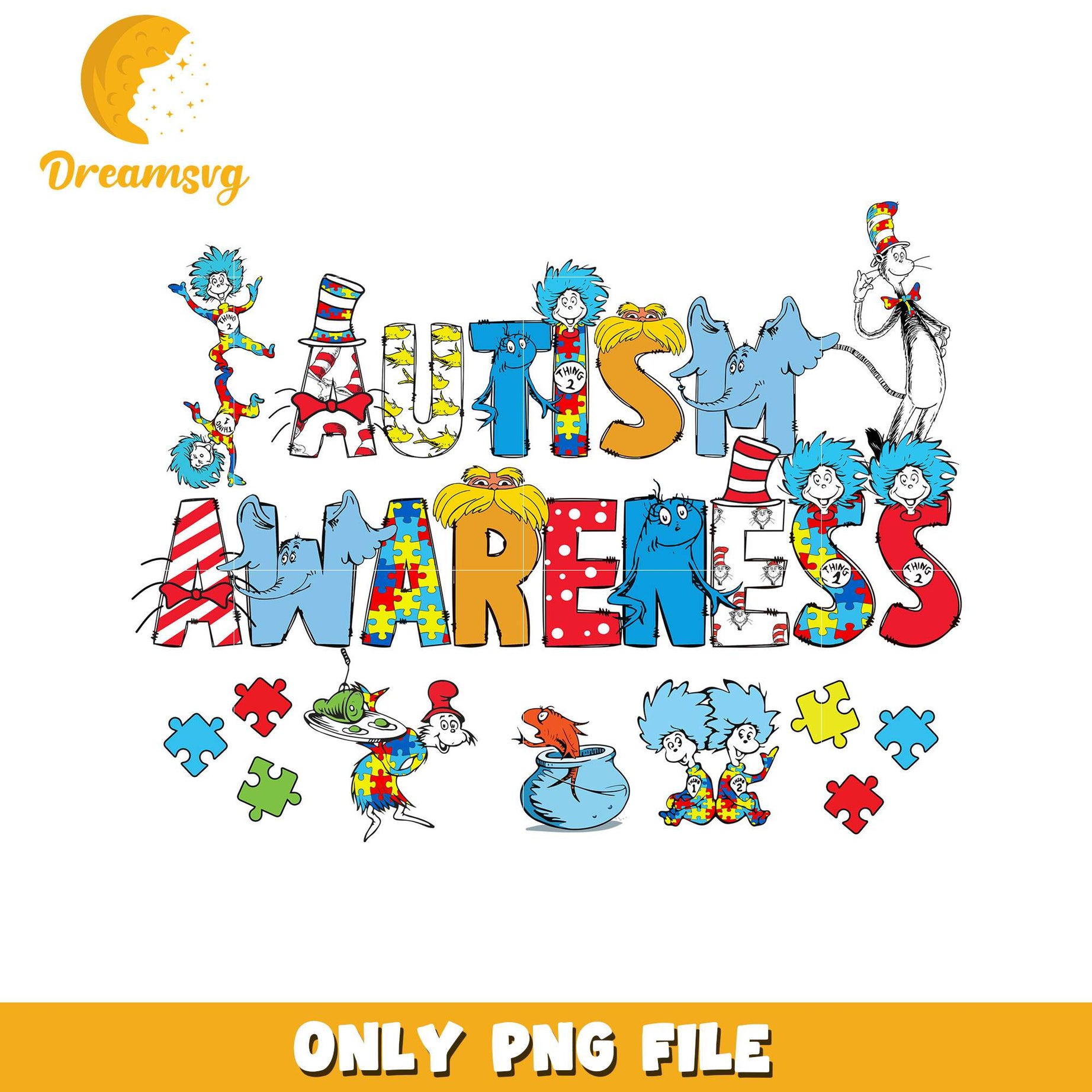 Colorful Autism Awareness Design Fun PNG File Download
