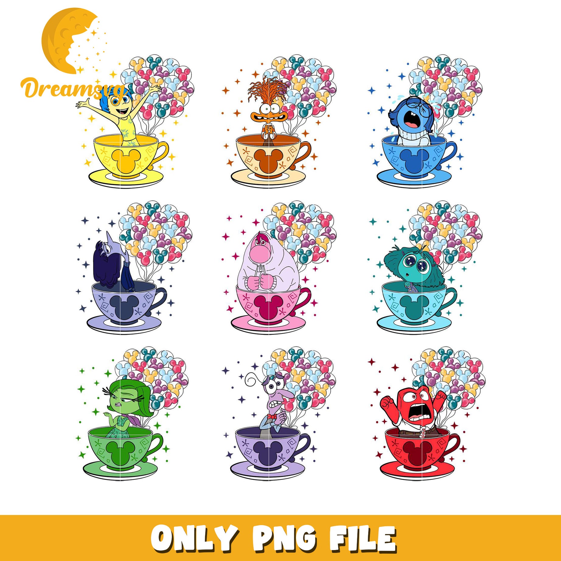 Colorful Balloon Teacup PNG Bundle for Fun Crafts and Designs