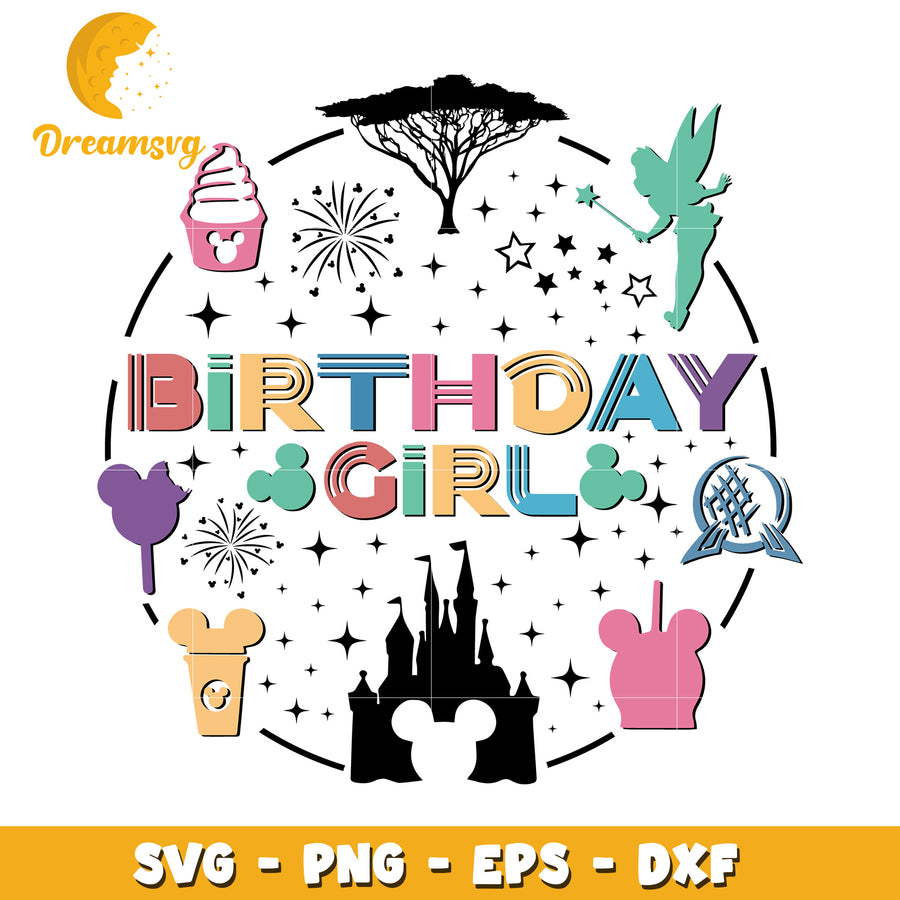 Colorful Birthday Girl SVG Design for Celebrations and Crafts