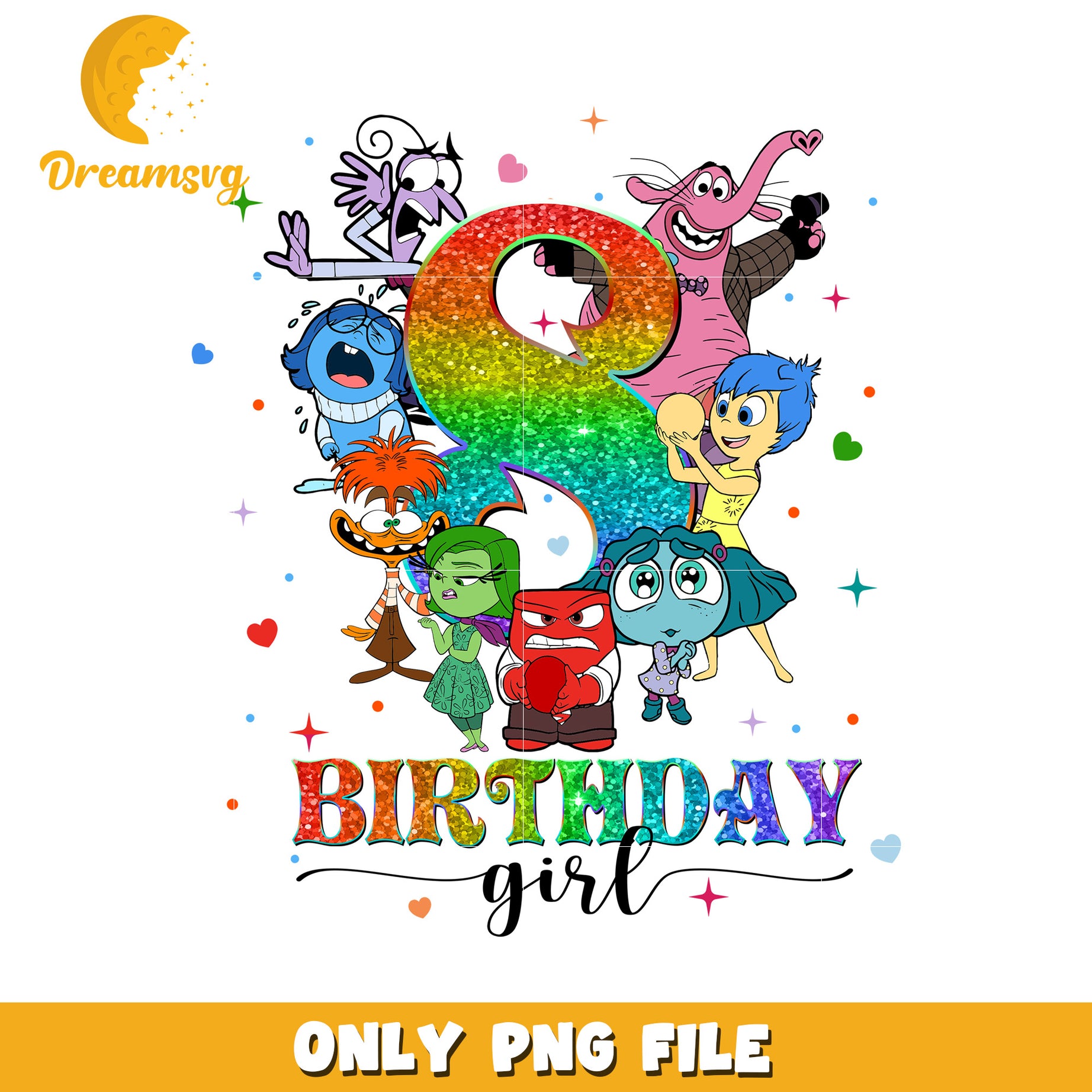 Colorful Birthday Girl with Joyful Characters PNG File