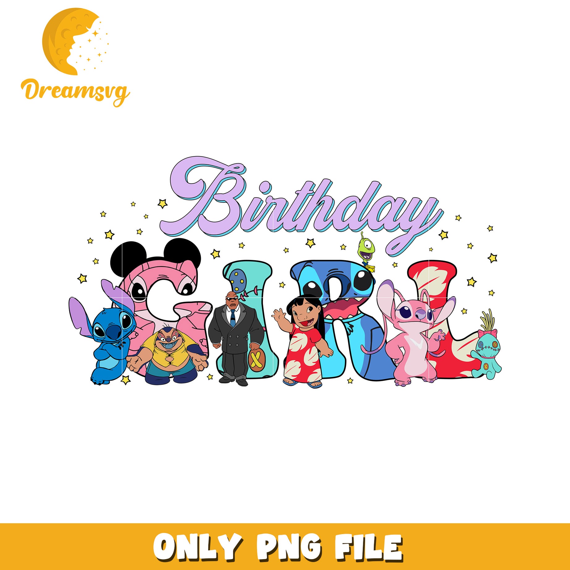 Colorful Birthday PNG File with Iconic Cartoon Characters, Fun!