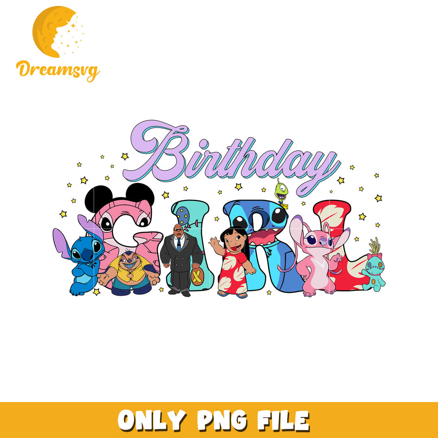 Colorful Birthday PNG File with Iconic Cartoon Characters, Fun!