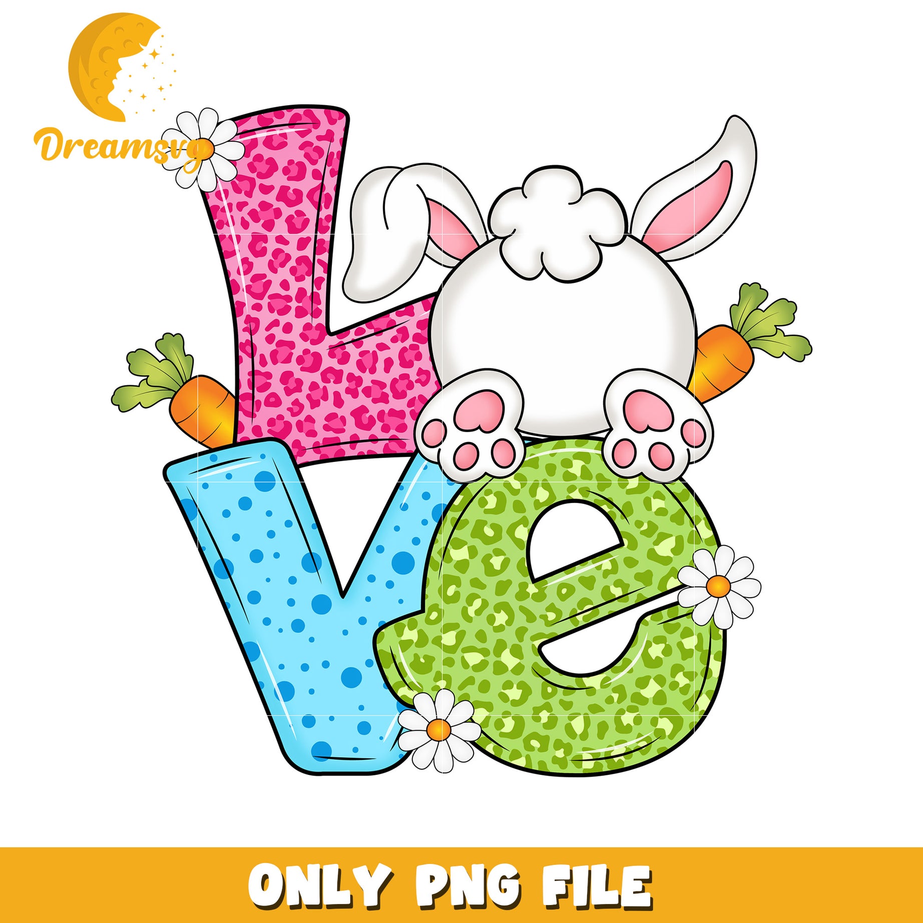 Colorful Bunny Love Design for Spring Celebrations PNG