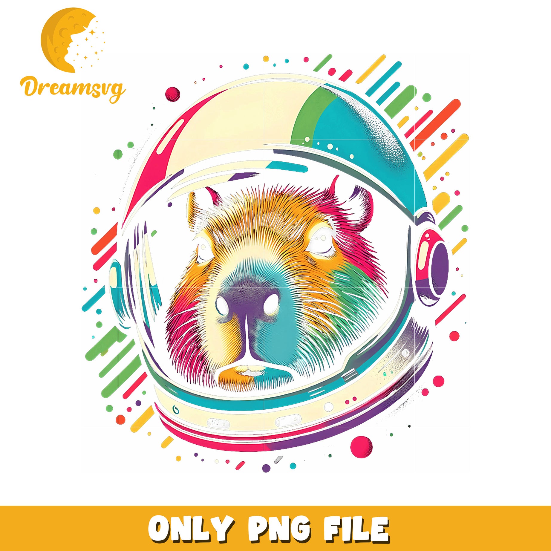 Colorful Capybara Astronaut PNG
