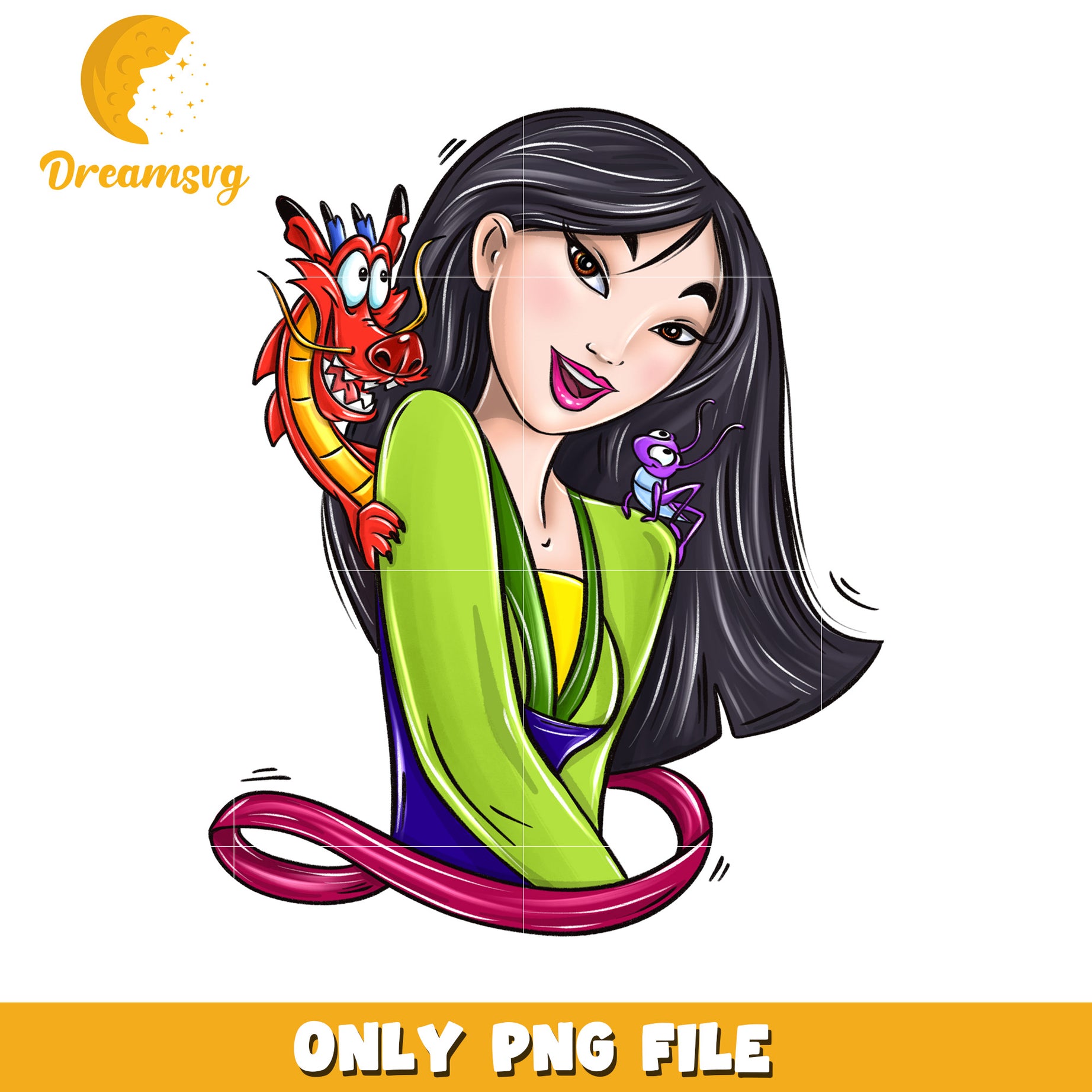 Colorful Cartoon Princess with Dragon PNG File Download