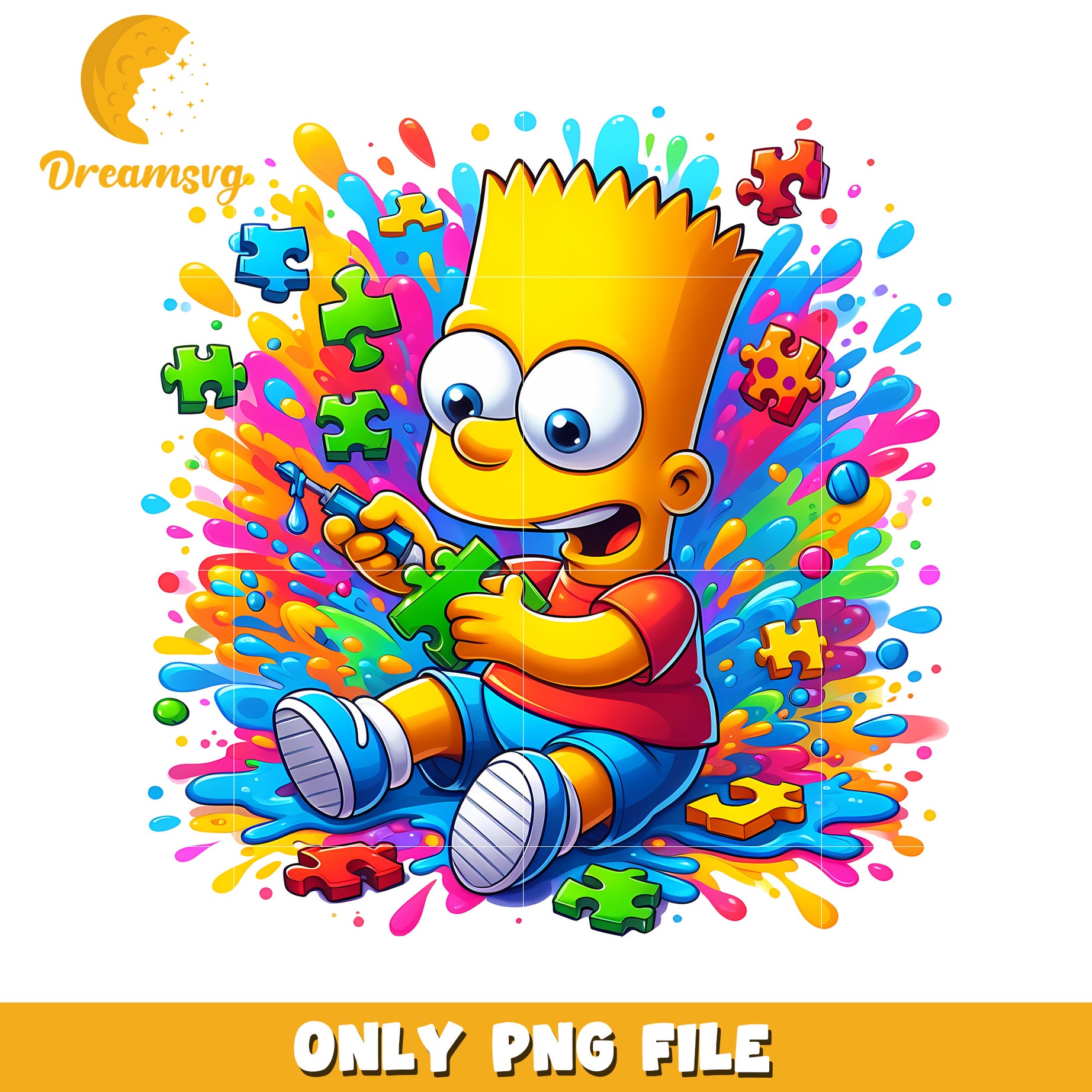 Colorful Cartoon Puzzle Fun with Happy Character PNG Art