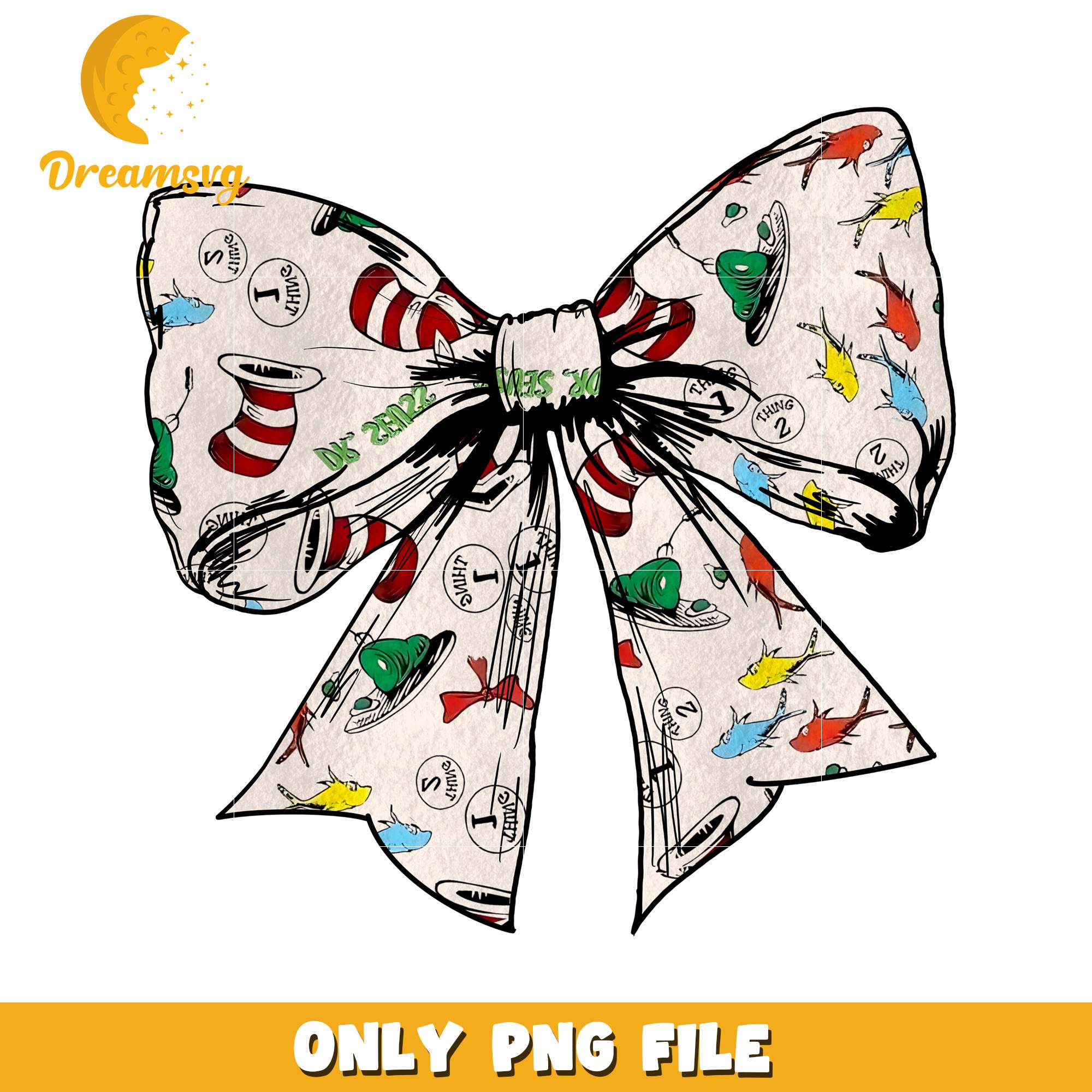 Colorful Cat in the Hat Bow PNG File for Crafts and Decor