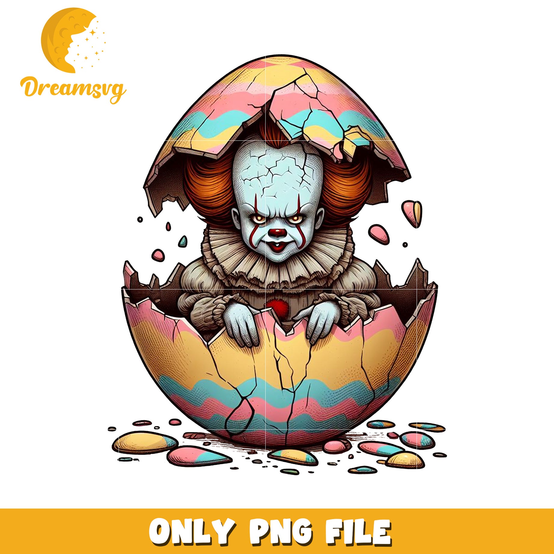 Colorful Clown Breaking Out of Egg PNG for Unique Designs