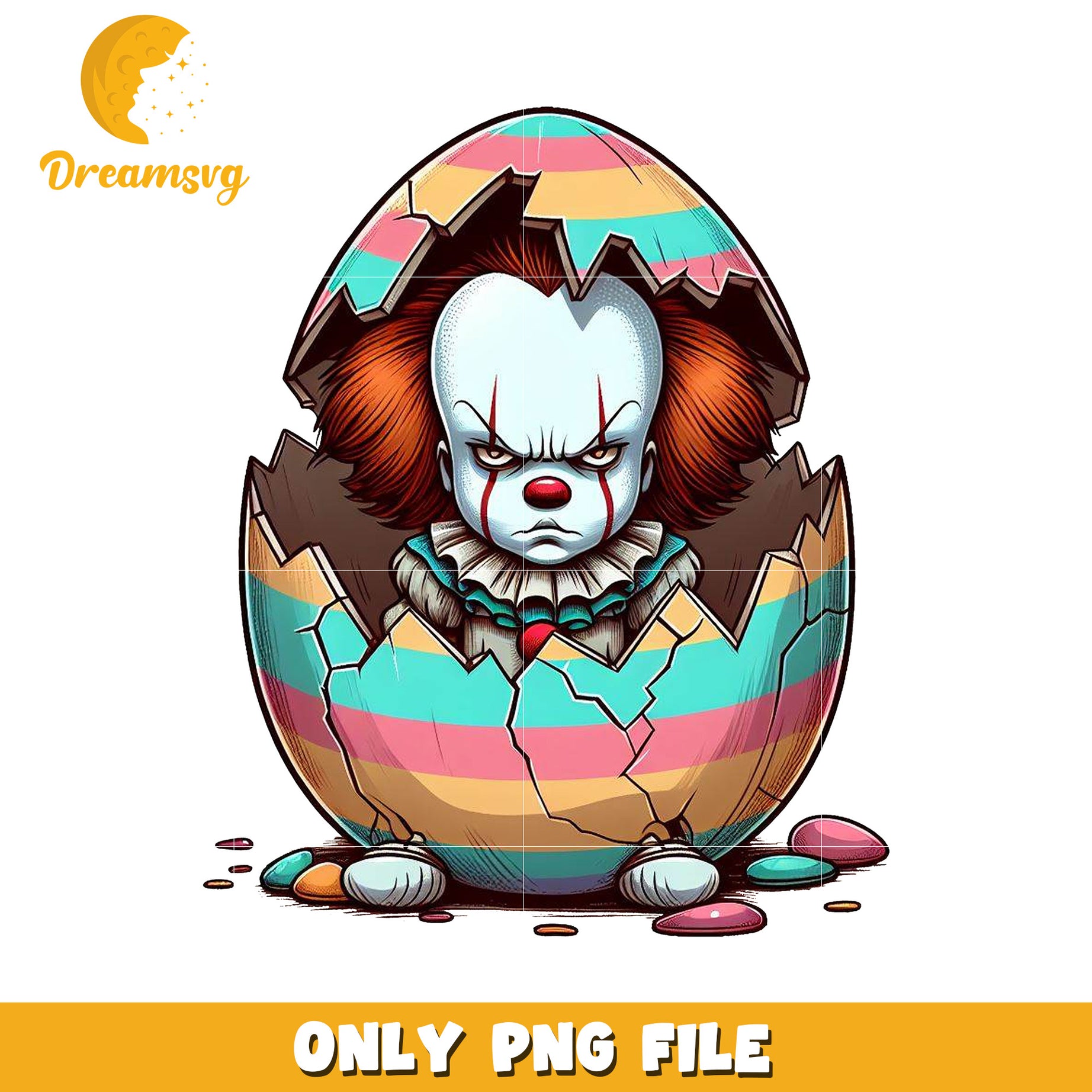 Colorful Clown in Egg Shell Digital Art PNG File Download