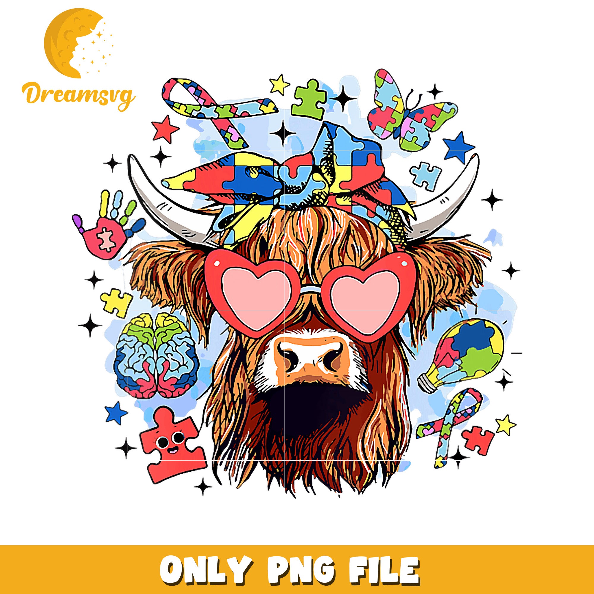 Colorful Cow Design PNG for Craft Projects and More