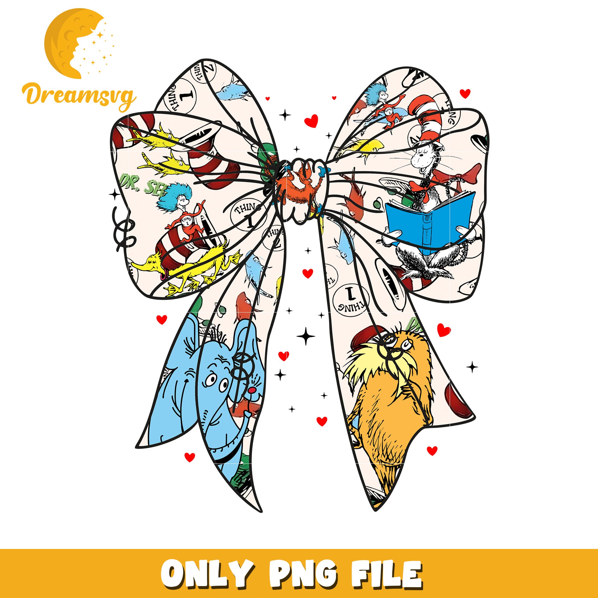 Colorful Dr Seuss Themed Bow PNG for Creative Projects