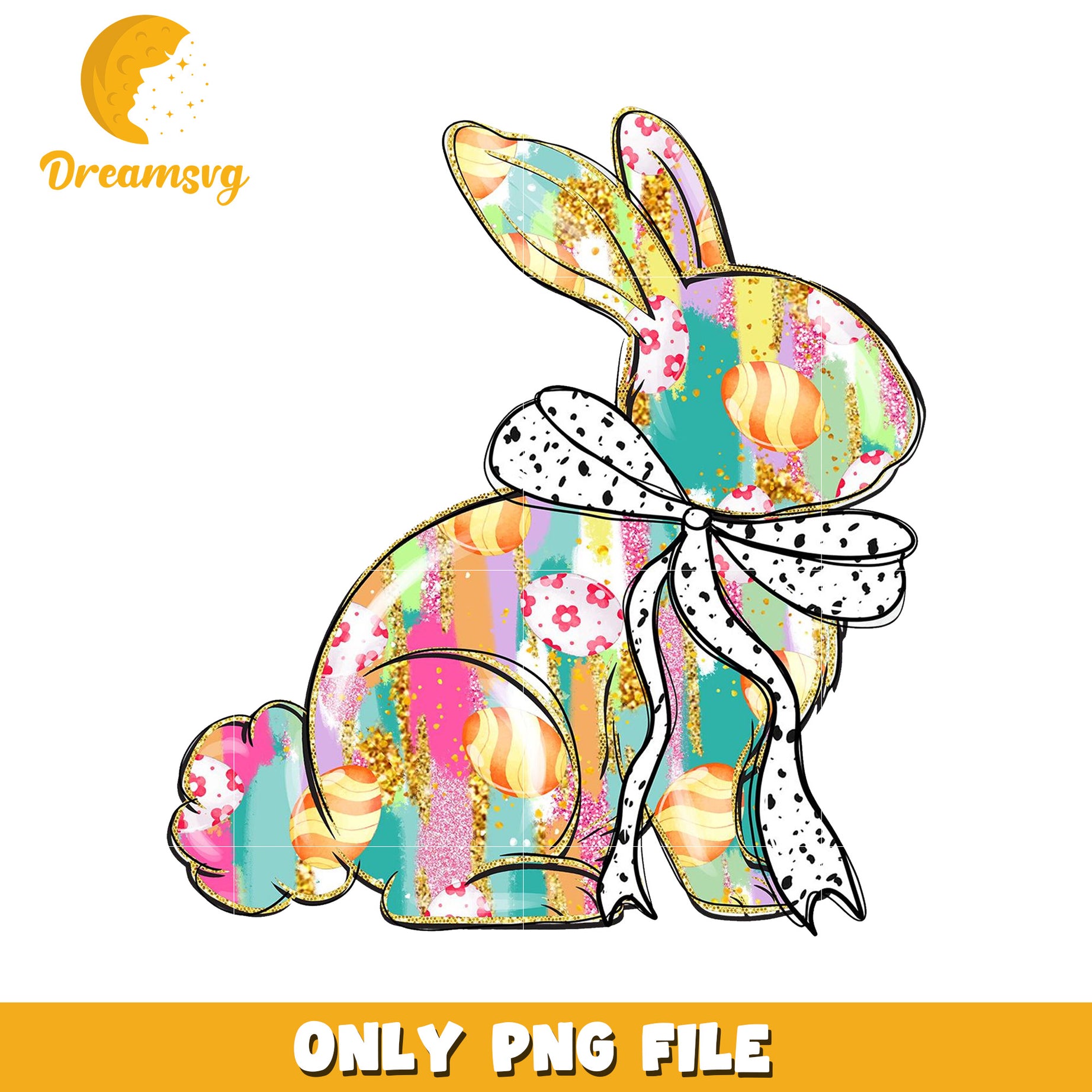 Colorful Easter Bunny PNG Clipart for Seasonal Crafts