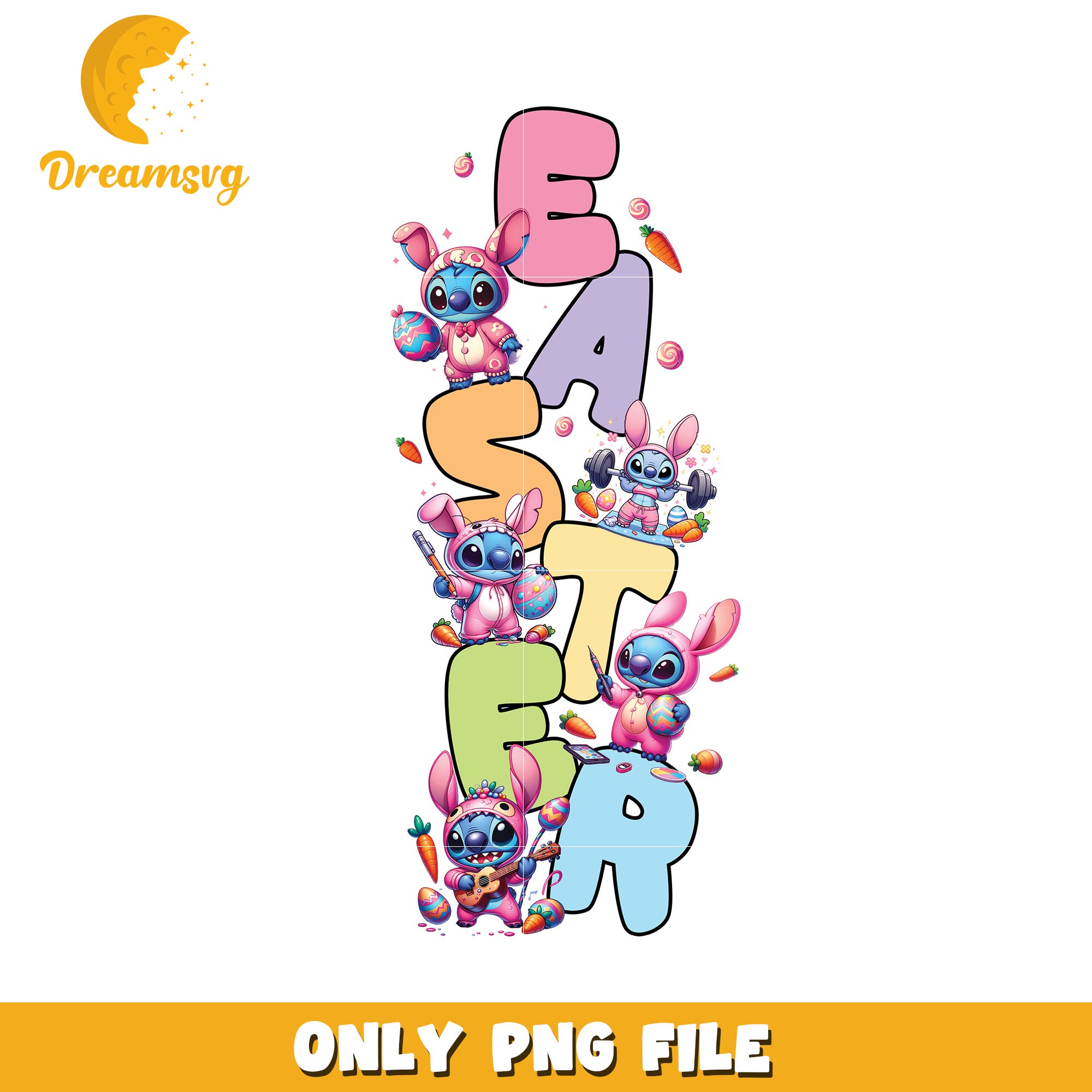 Colorful Easter Bunny PNG Design for Seasonal Decor