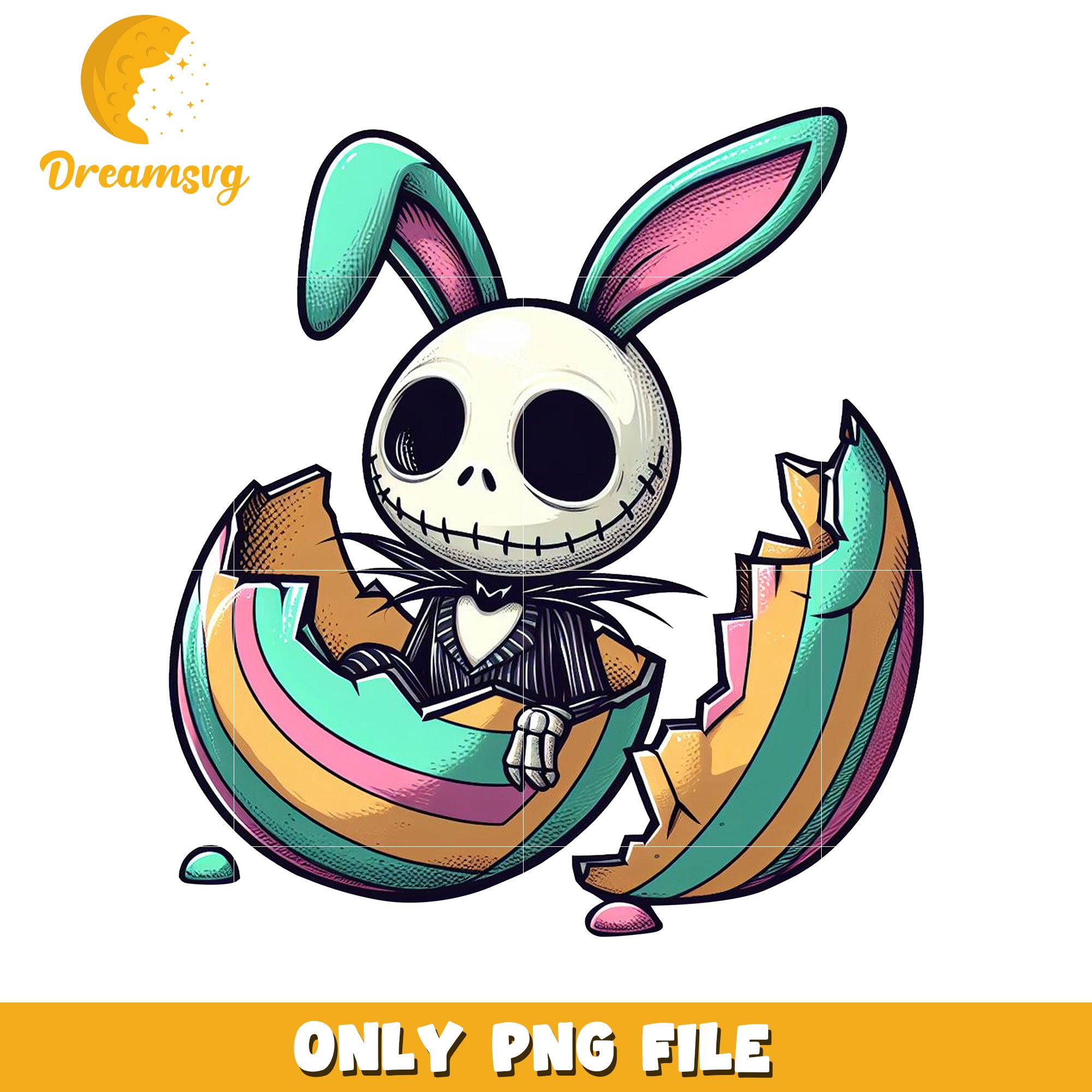 Colorful Easter Bunny Skeleton PNG Clipart for Decor
