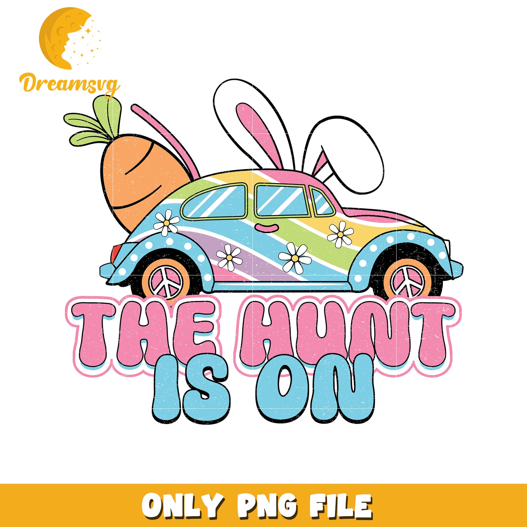 Colorful Easter Car Design for Spring Celebrations PNG