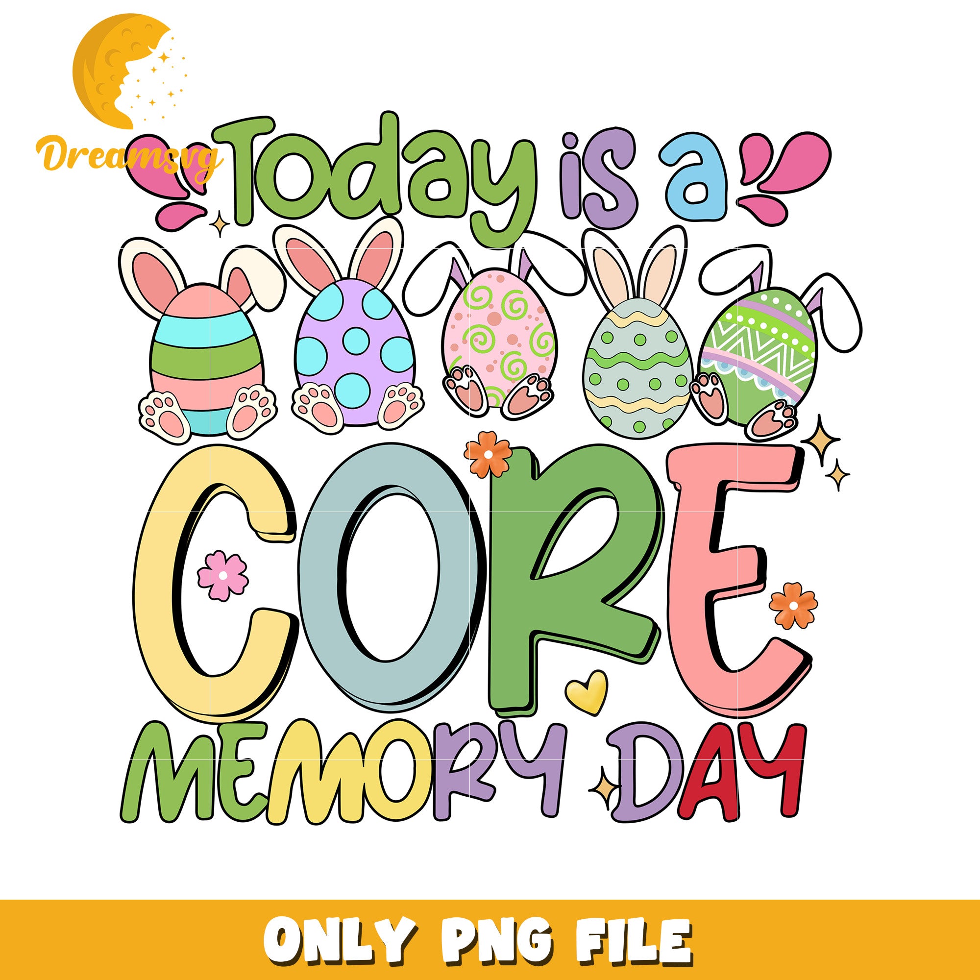 Colorful Easter Core Memory Day Design PNG for Kids