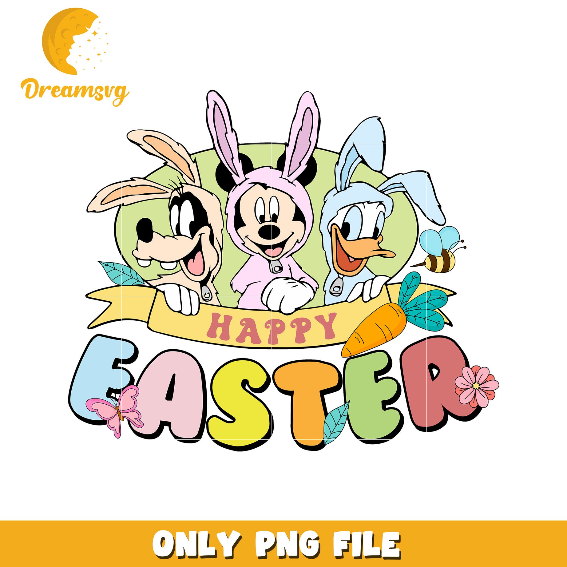 Colorful Easter Design with Mickey and Friends PNG Image