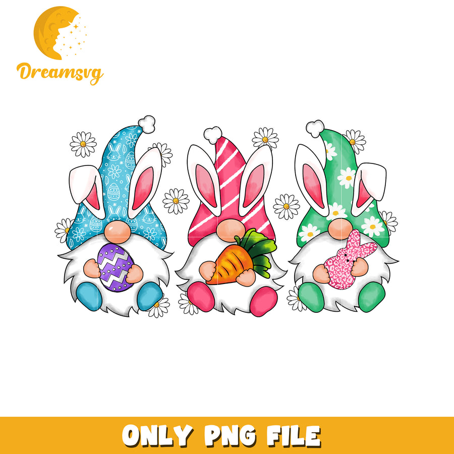 Colorful Easter Gnomes with Bunny Hats PNG Design File