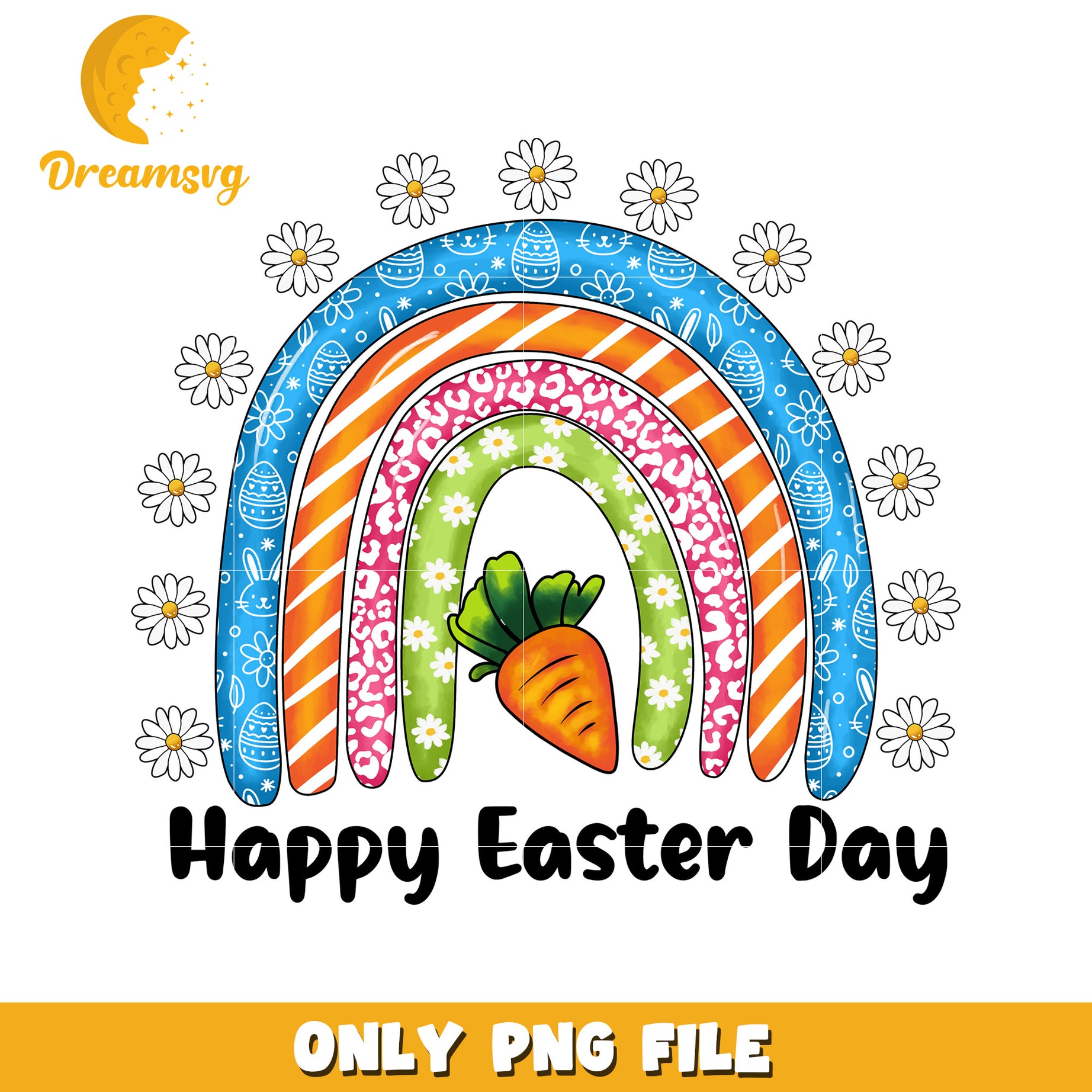 Colorful Easter Rainbow Design for Happy Easter Day PNG