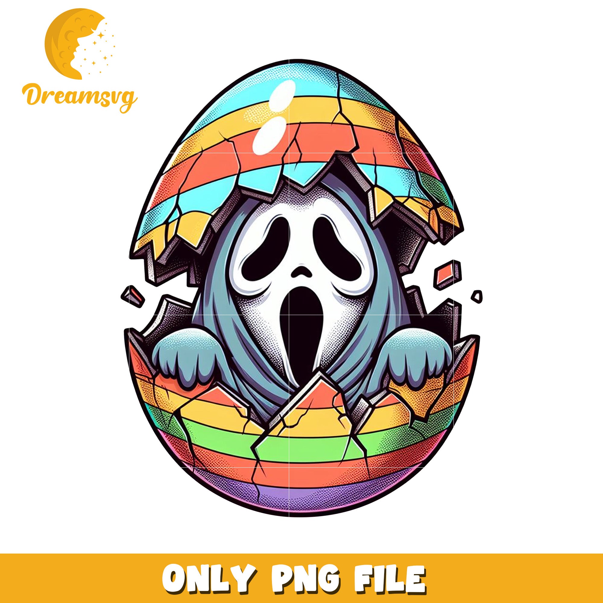 Colorful Ghost Easter Egg PNG Downloadable Art Design