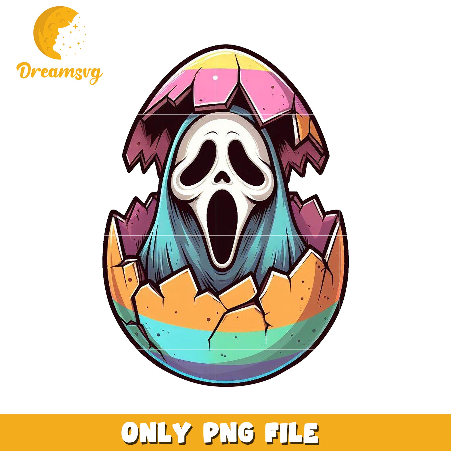 Colorful Ghost Emerging from Egg PNG File for Crafts