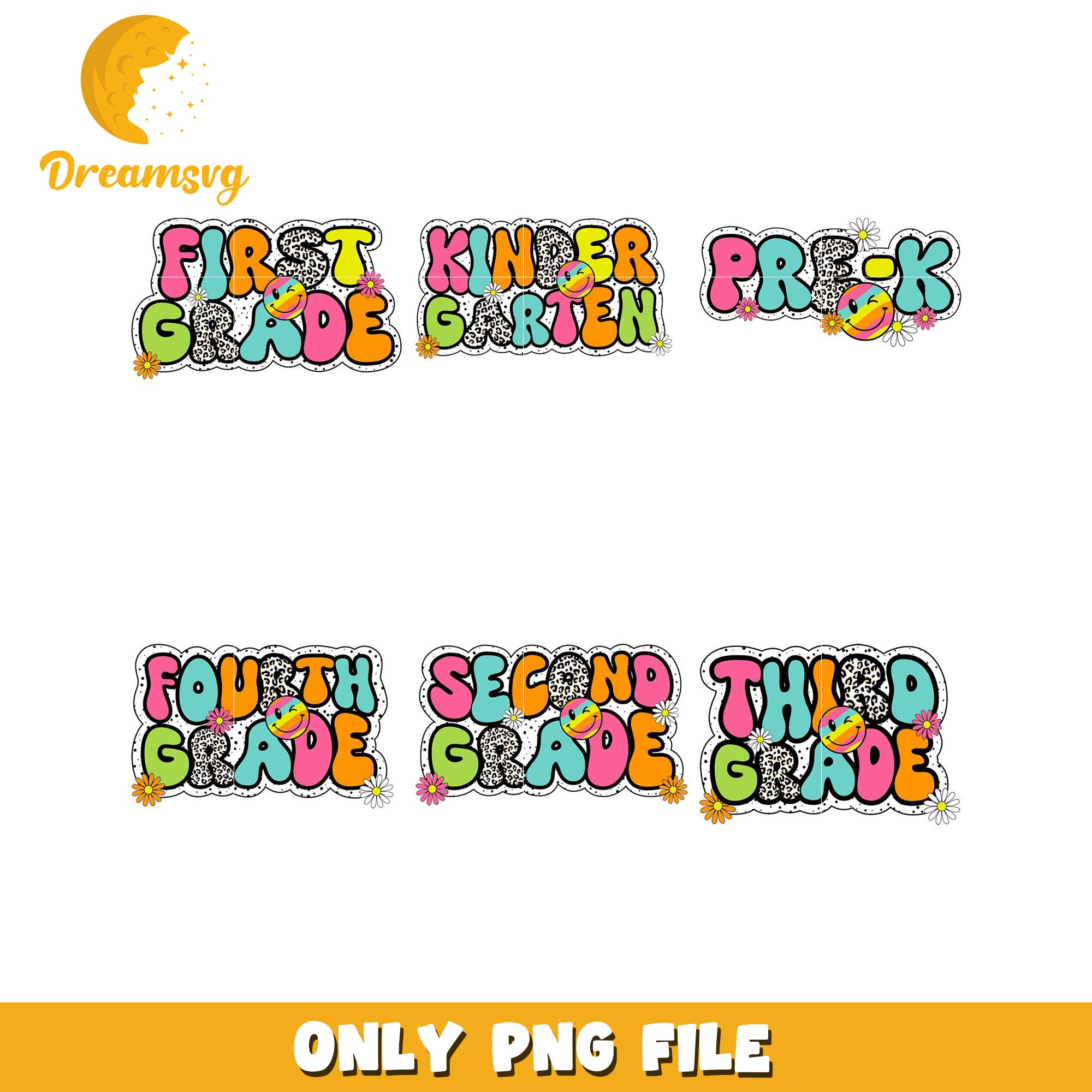 Colorful Grade Level Sign Bundle for Teachers PNG File