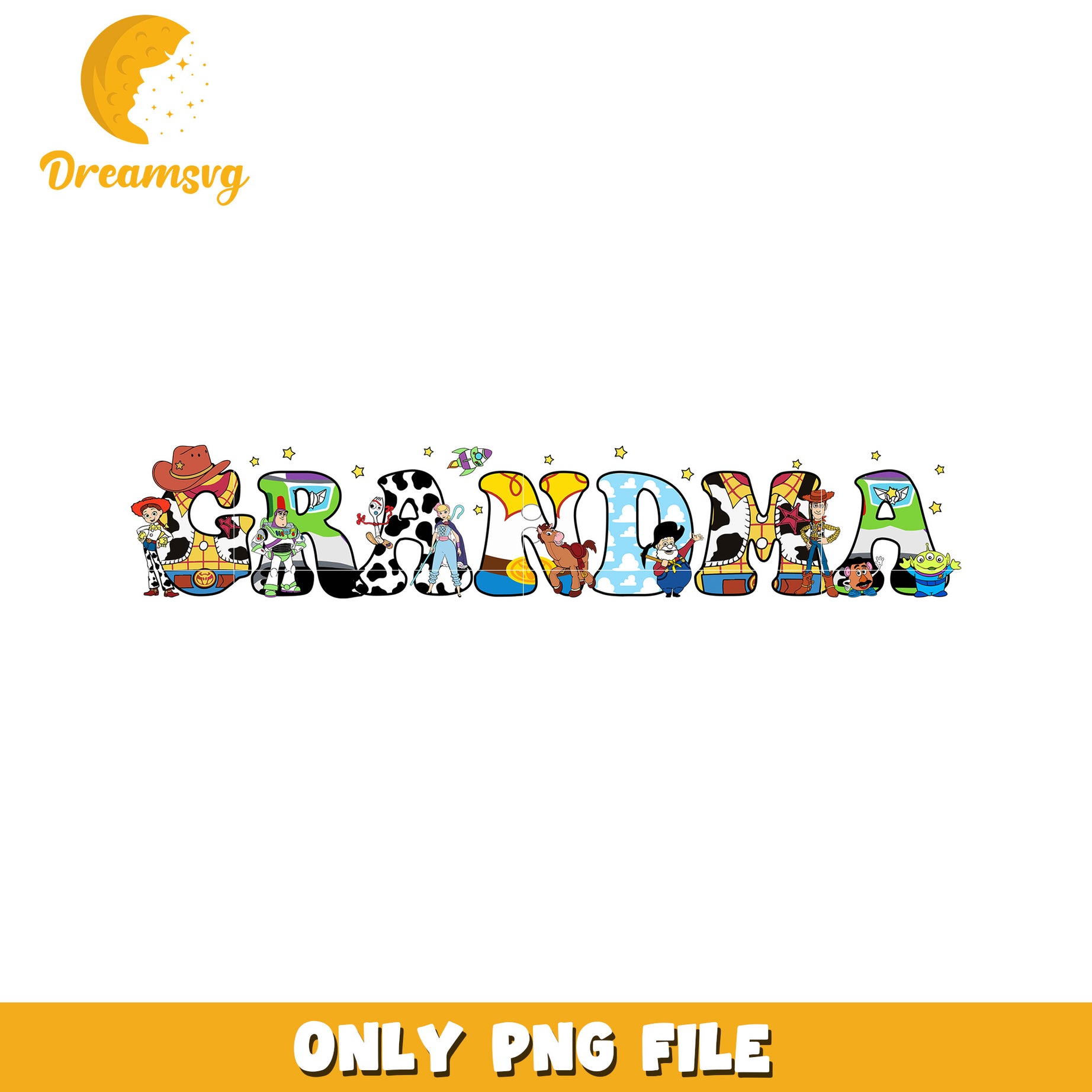 Colorful Grandma Text Design Fun PNG Downloadable File