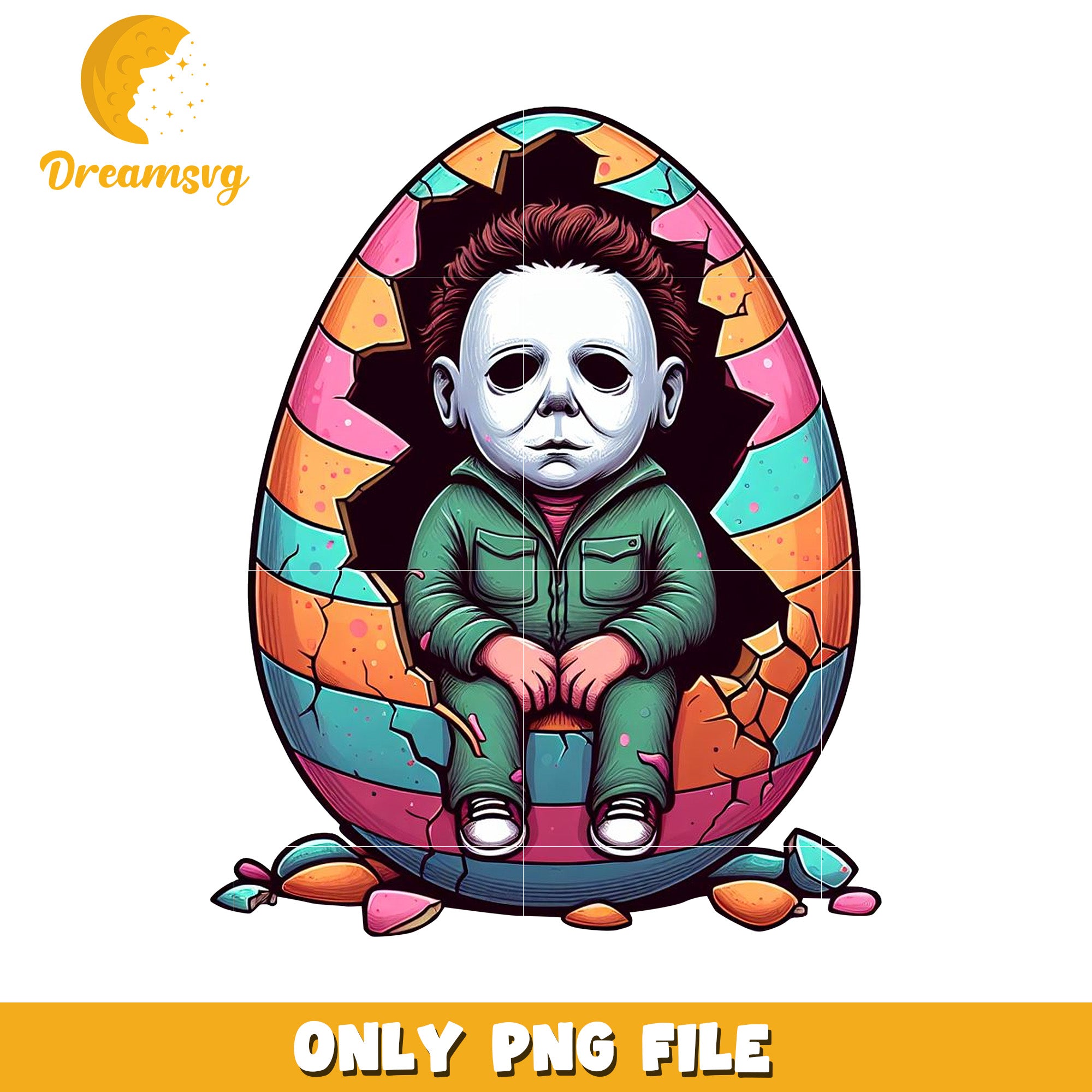 Colorful Halloween Egg Design Featuring Spooky Character PNG