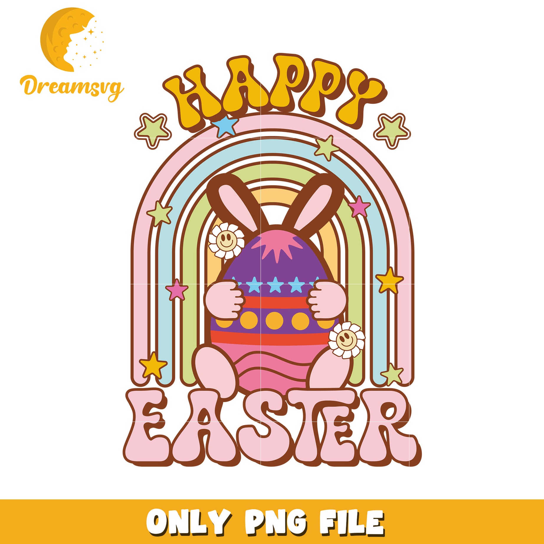 Colorful Happy Easter Bunny Design PNG for Spring Festivities