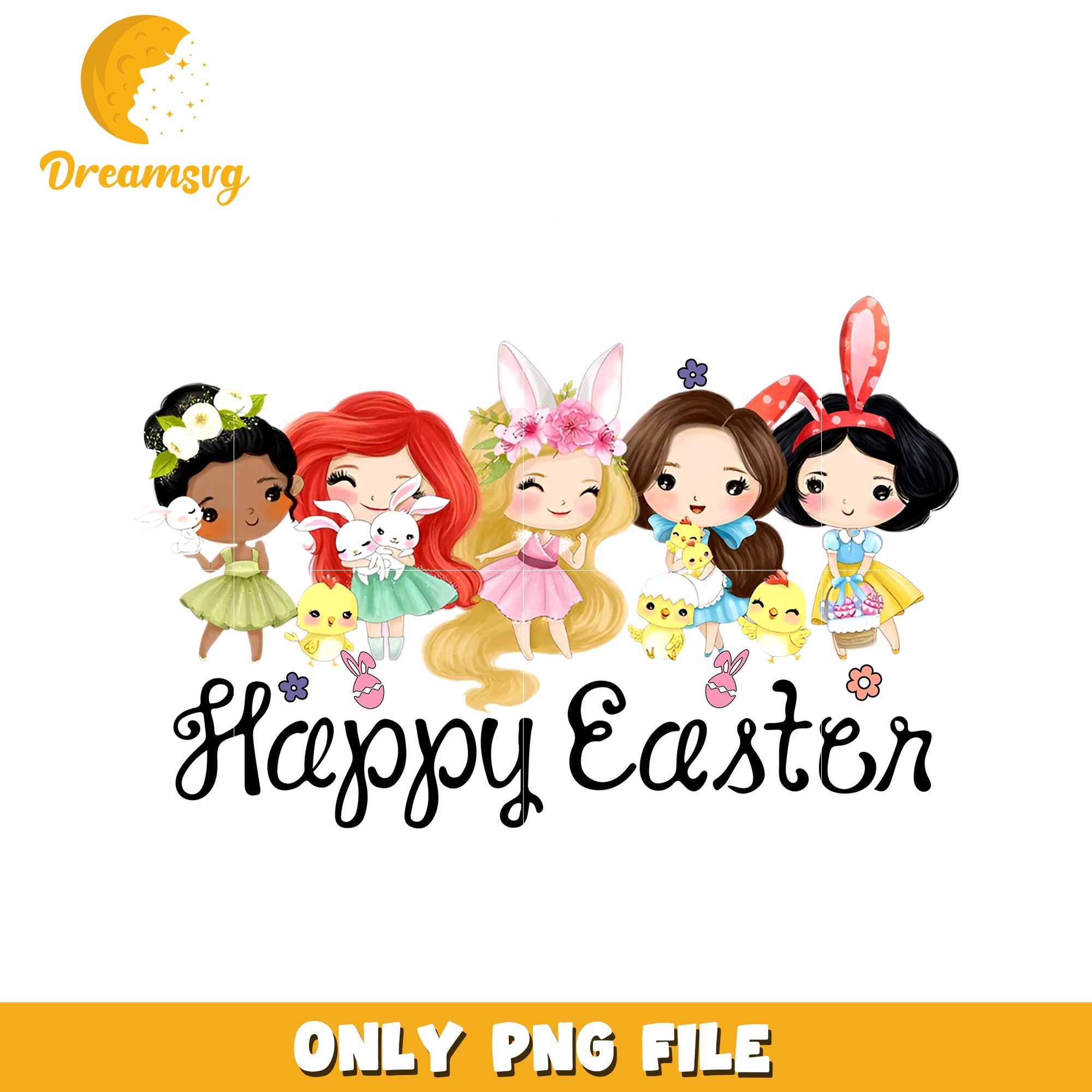 Colorful Happy Easter Girls PNG Clipart for Kids Decor