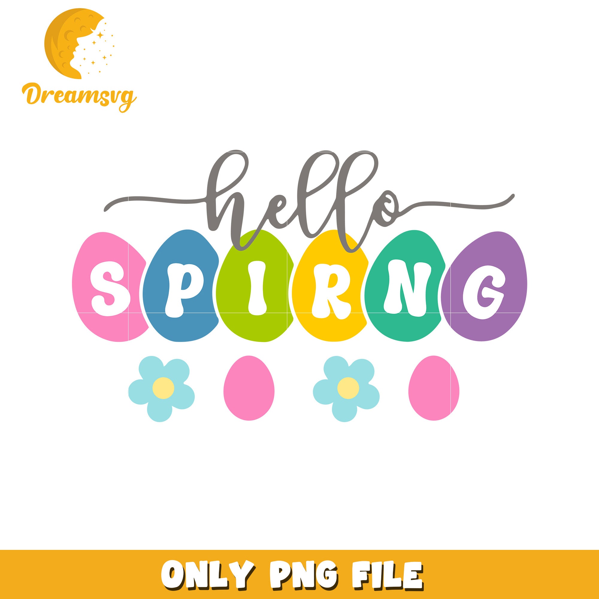 Colorful Hello Spring Design PNG for Seasonal Decor