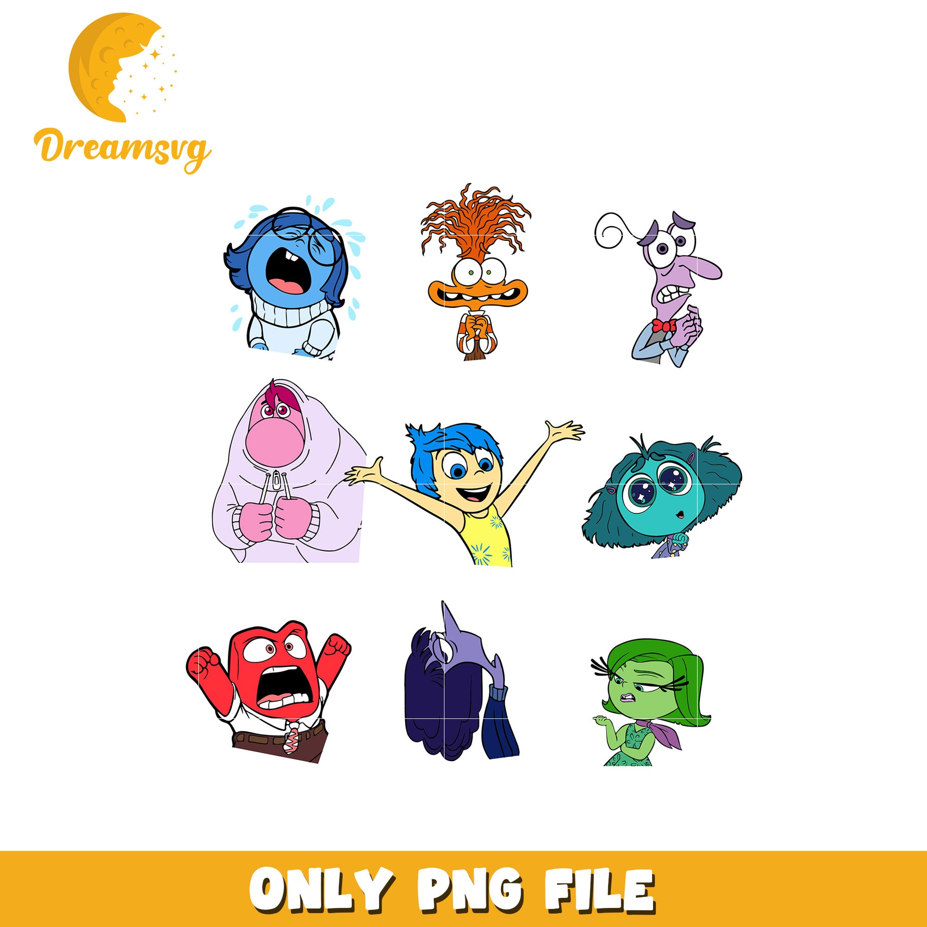 Colorful Inside Out Character PNG Graphic Design File