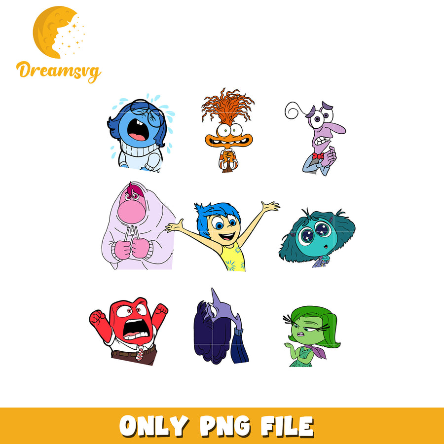 Colorful Inside Out Character PNG Graphic Design File