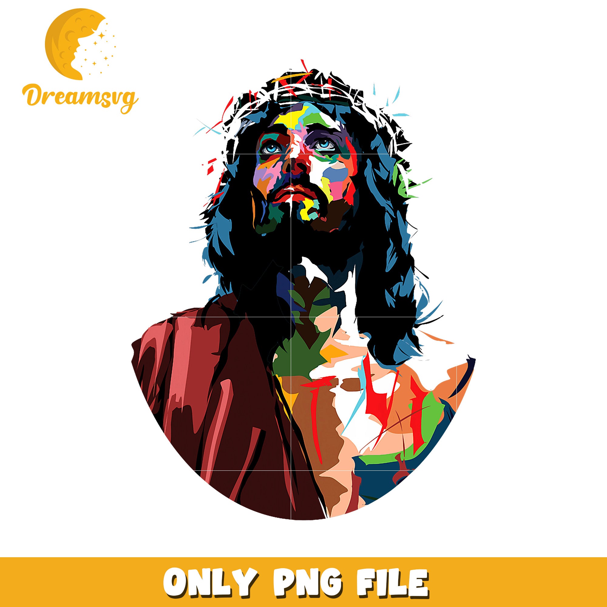 Colorful Jesus PNG Image, Christian Art