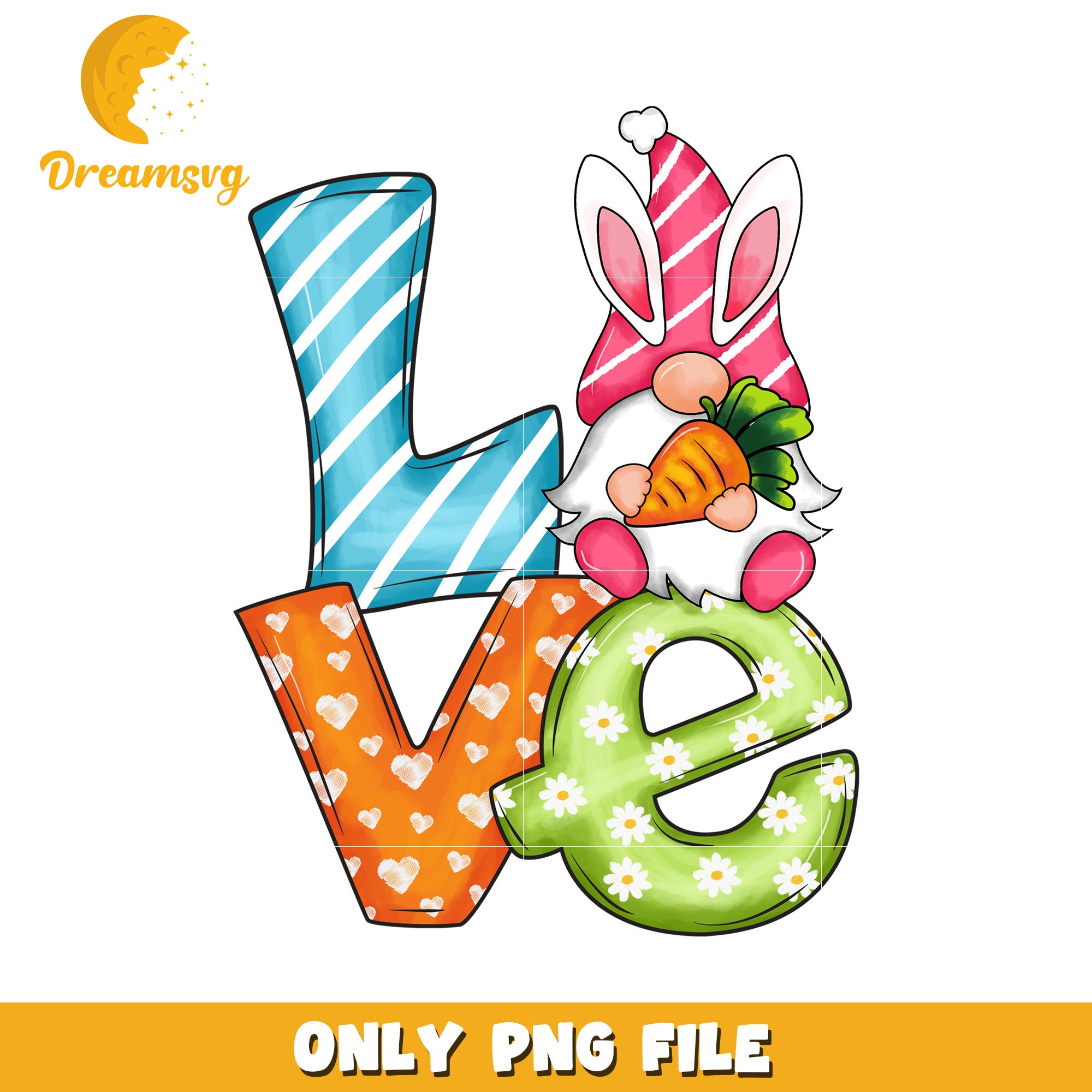Colorful Love Gnome PNG Design for Spring Decor