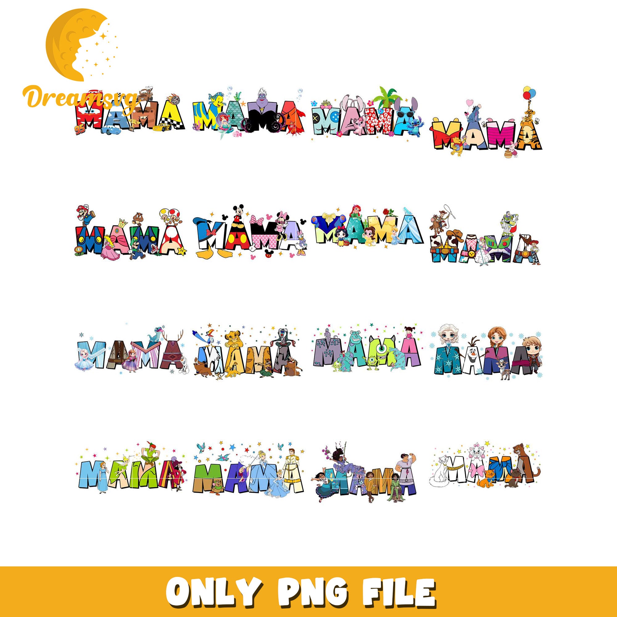 Colorful Mama Design Bundle PNG for Creative Projects – DreamSVG Store