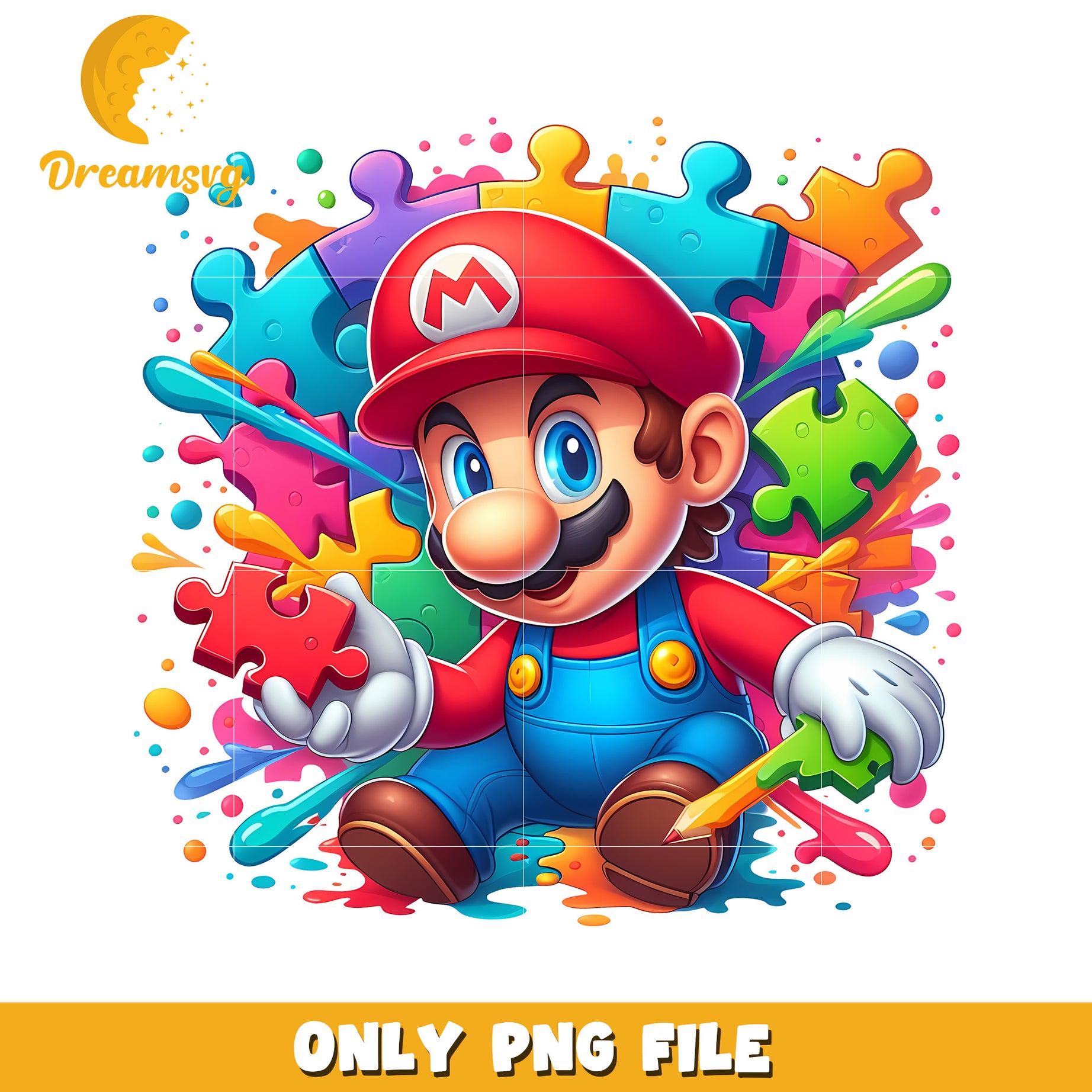 Colorful Mario Puzzle Character PNG Image Downloadable Art