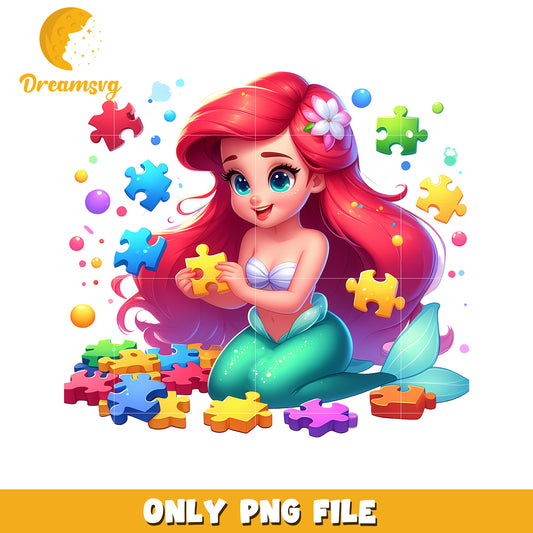 Colorful Mermaid Puzzle Fun Illustration for Kids PNG
