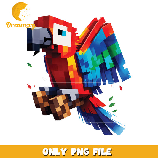 Colorful Pixel Parrot PNG Download, Ideal for Creative Projects