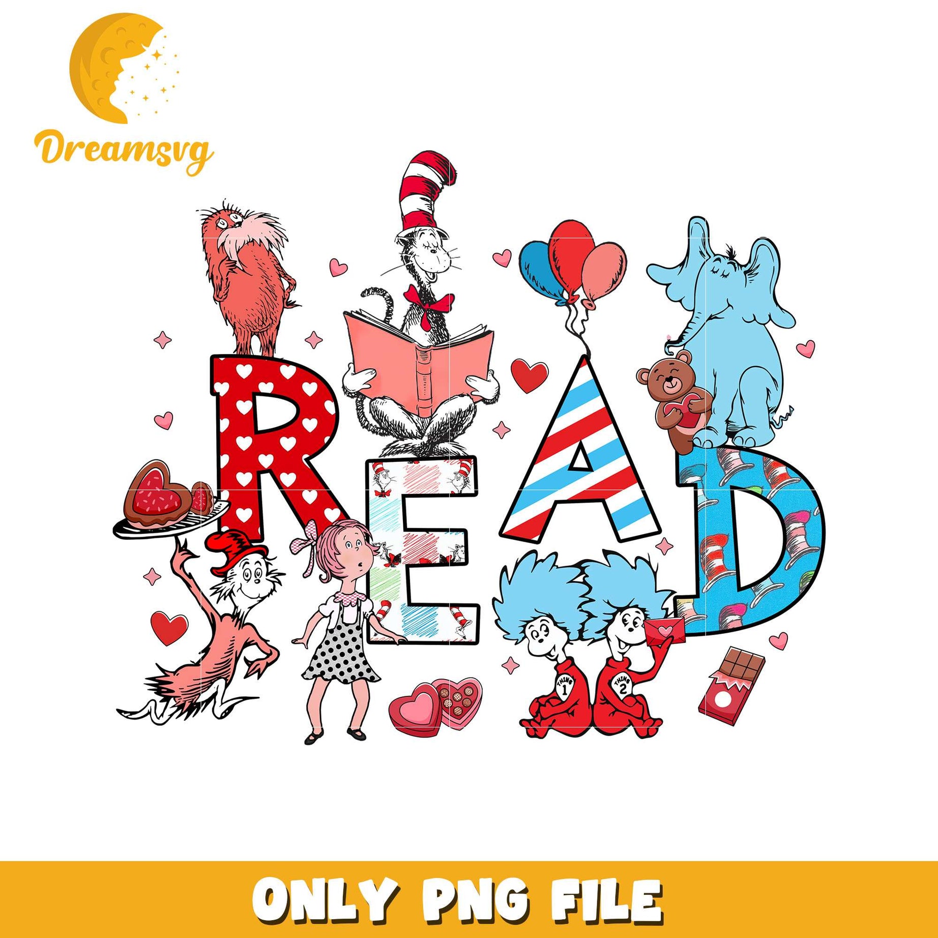 Colorful Read Illustration PNG File for Kids Education