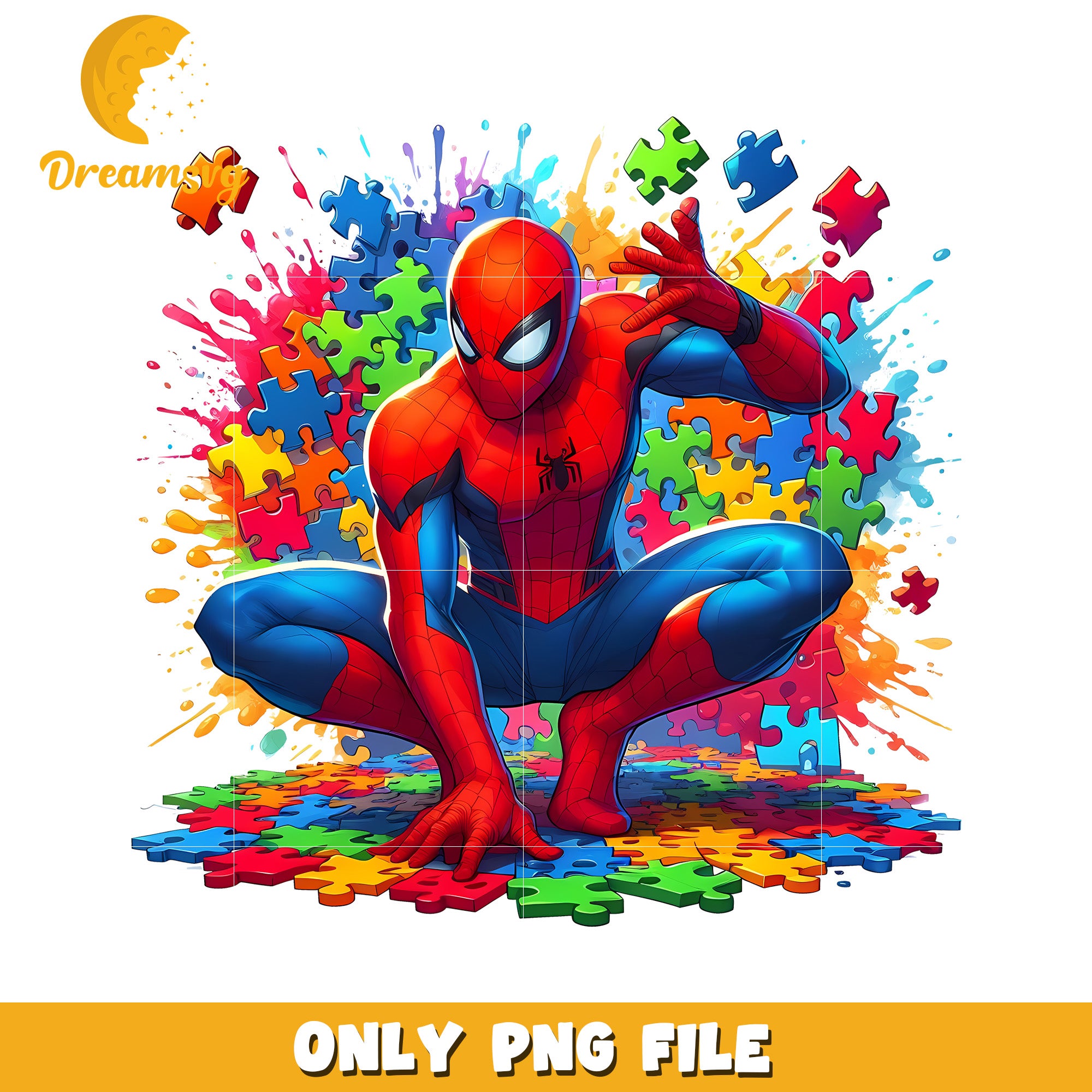 Colorful Spider-Man Puzzle Art PNG for Kids Room Decor