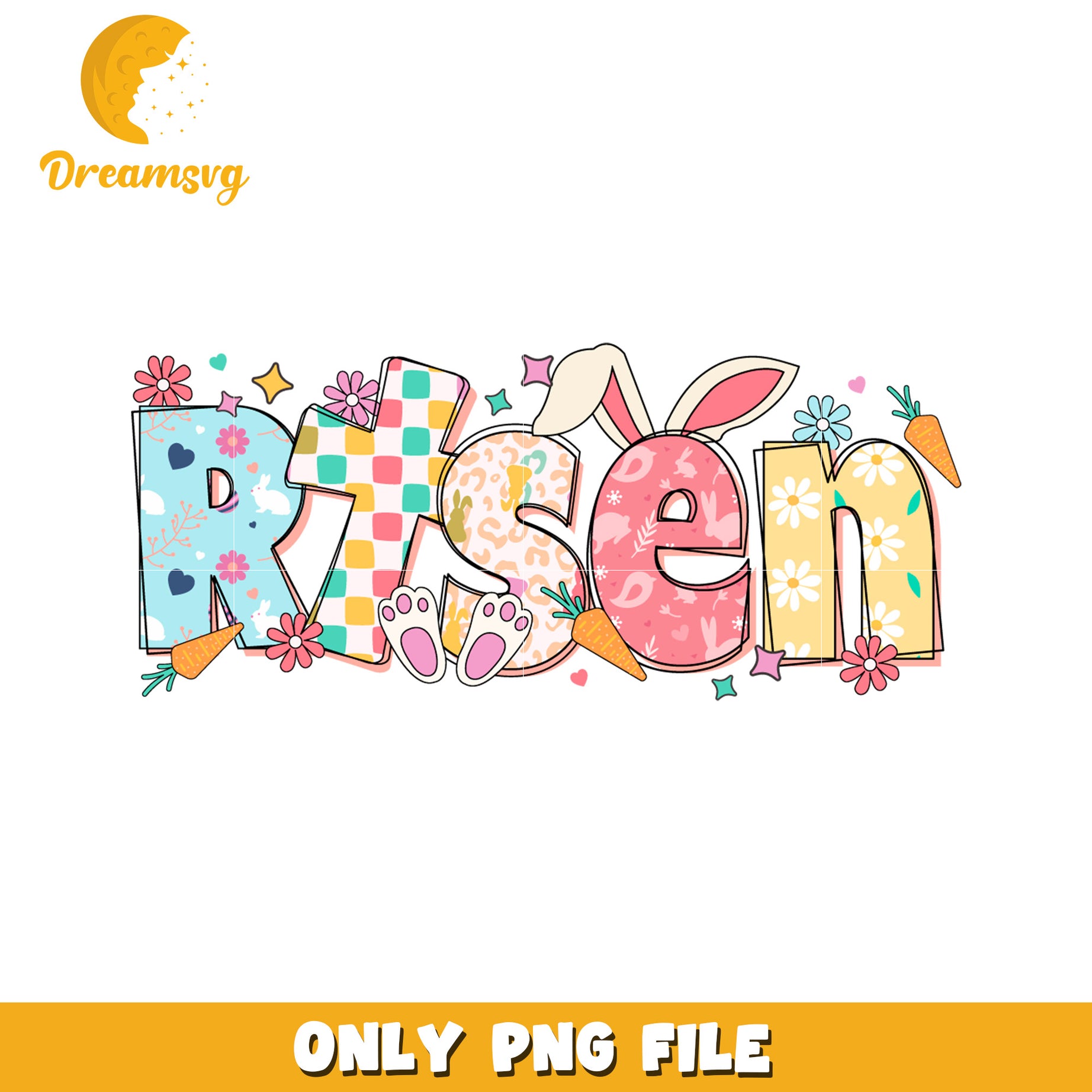 Colorful Spring Rabbit Theme Risen PNG Easter Design